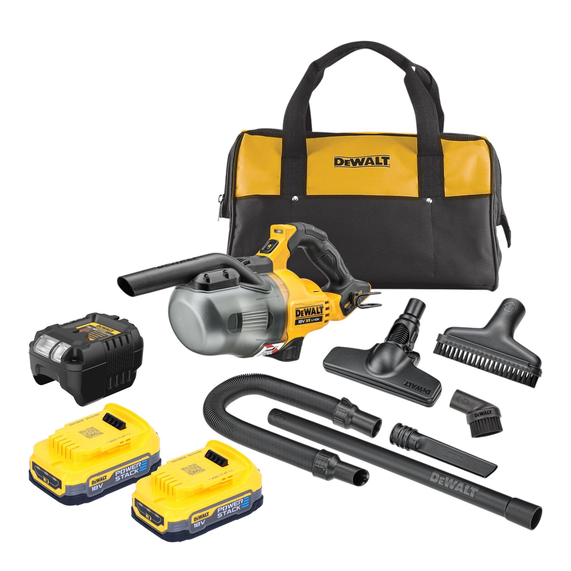 DeWalt Bodenstaubsauger DCV 501 LE2 18V 0,7 l Staubklasse L + 2x Powerstack Akku 1,7Ah + Lader