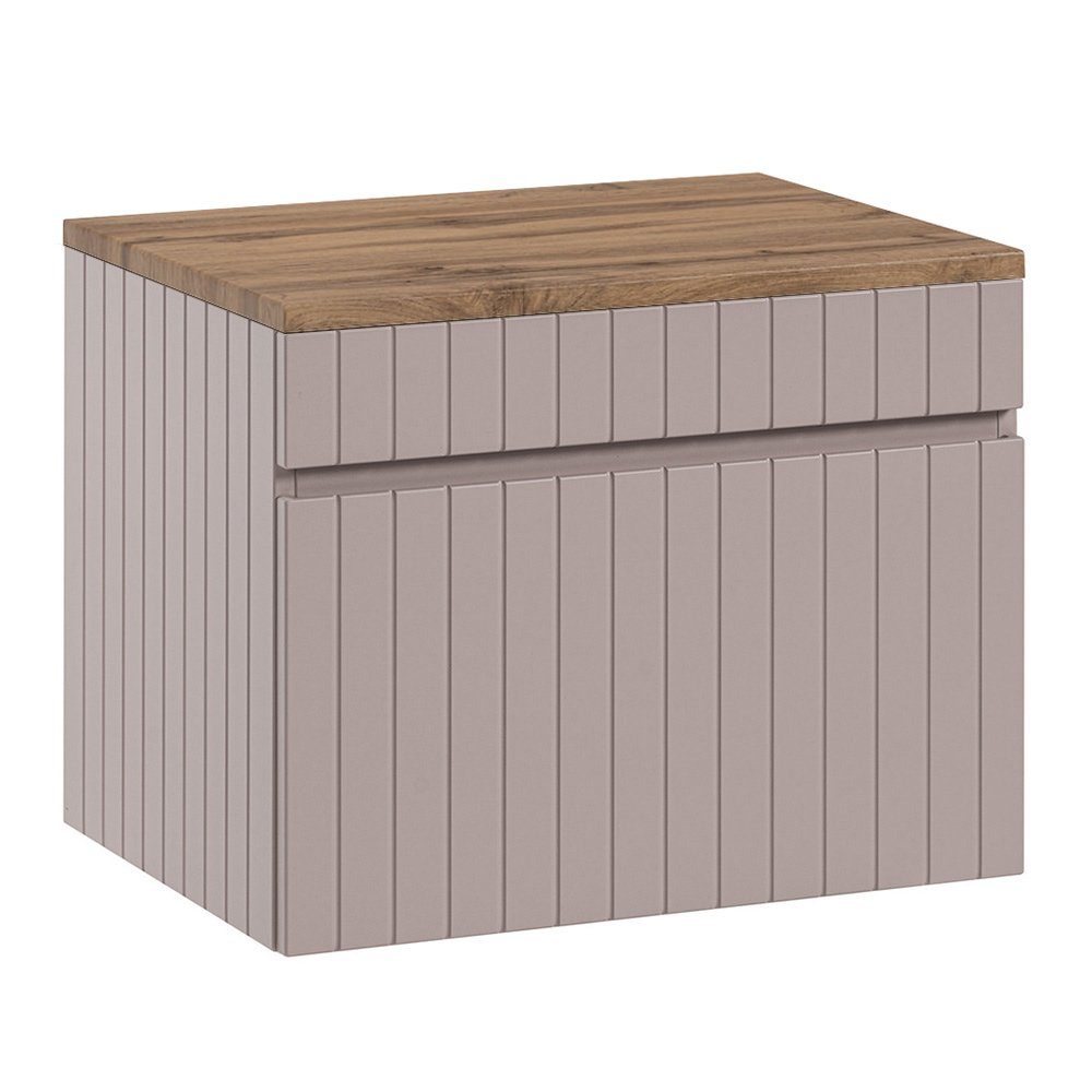 Lomadox Waschbeckenunterschrank IRAKLIO-56-ROSE Waschbeckenschrank 60 cm altrosa Eiche Nb. 1 Softclose Schubkasten