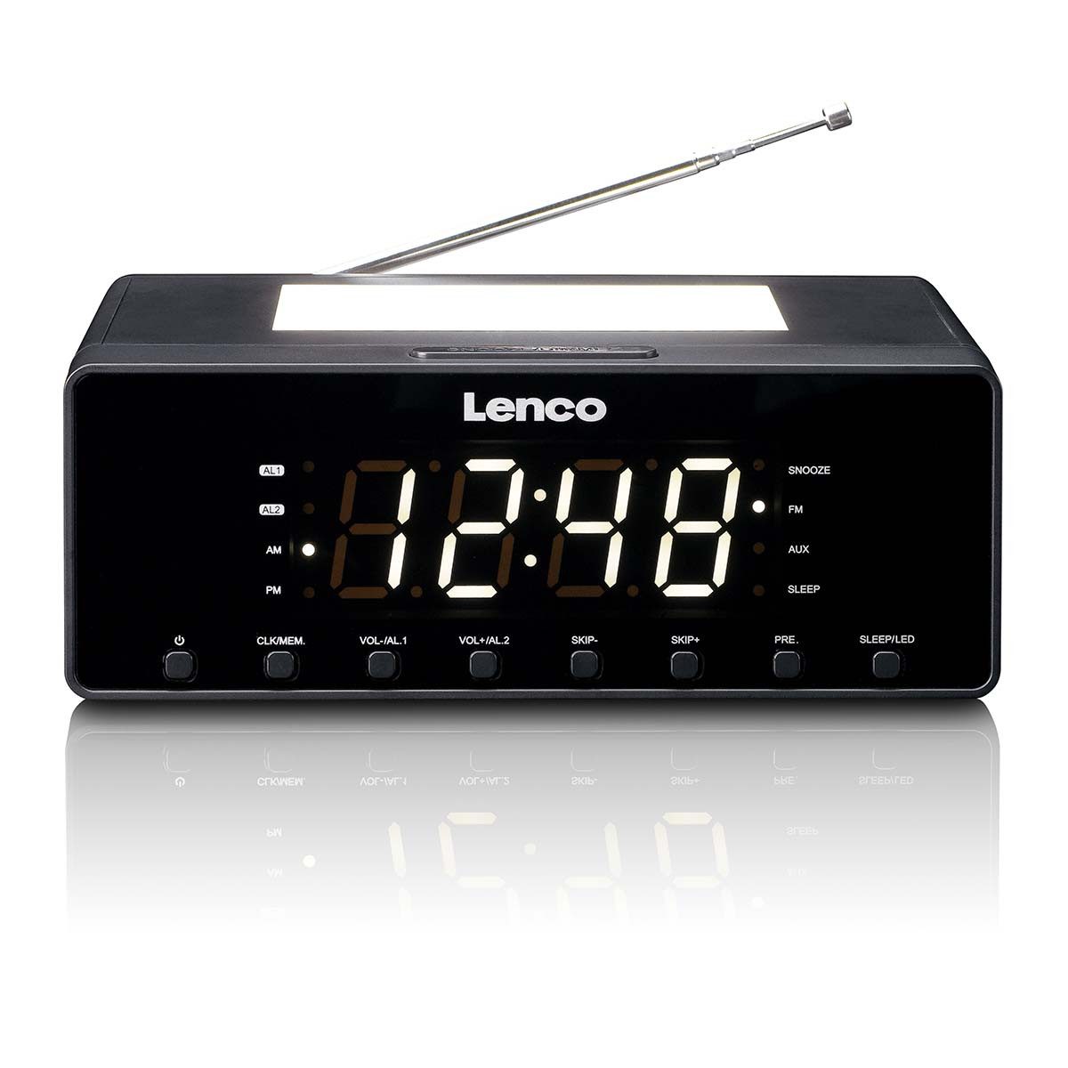Lenco Radiowecker CR-540BK FM-Radio, USB-Ladefunktion, dimmbares Nachtlicht für sanftes Aufwachen