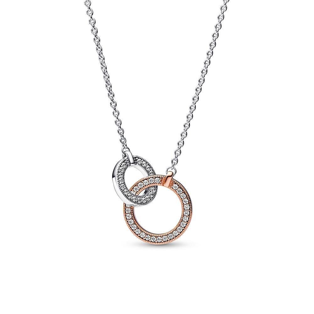 Kette mit Anhänger PANDORA Signature Kette für Damen, 925er Silber, bicolor