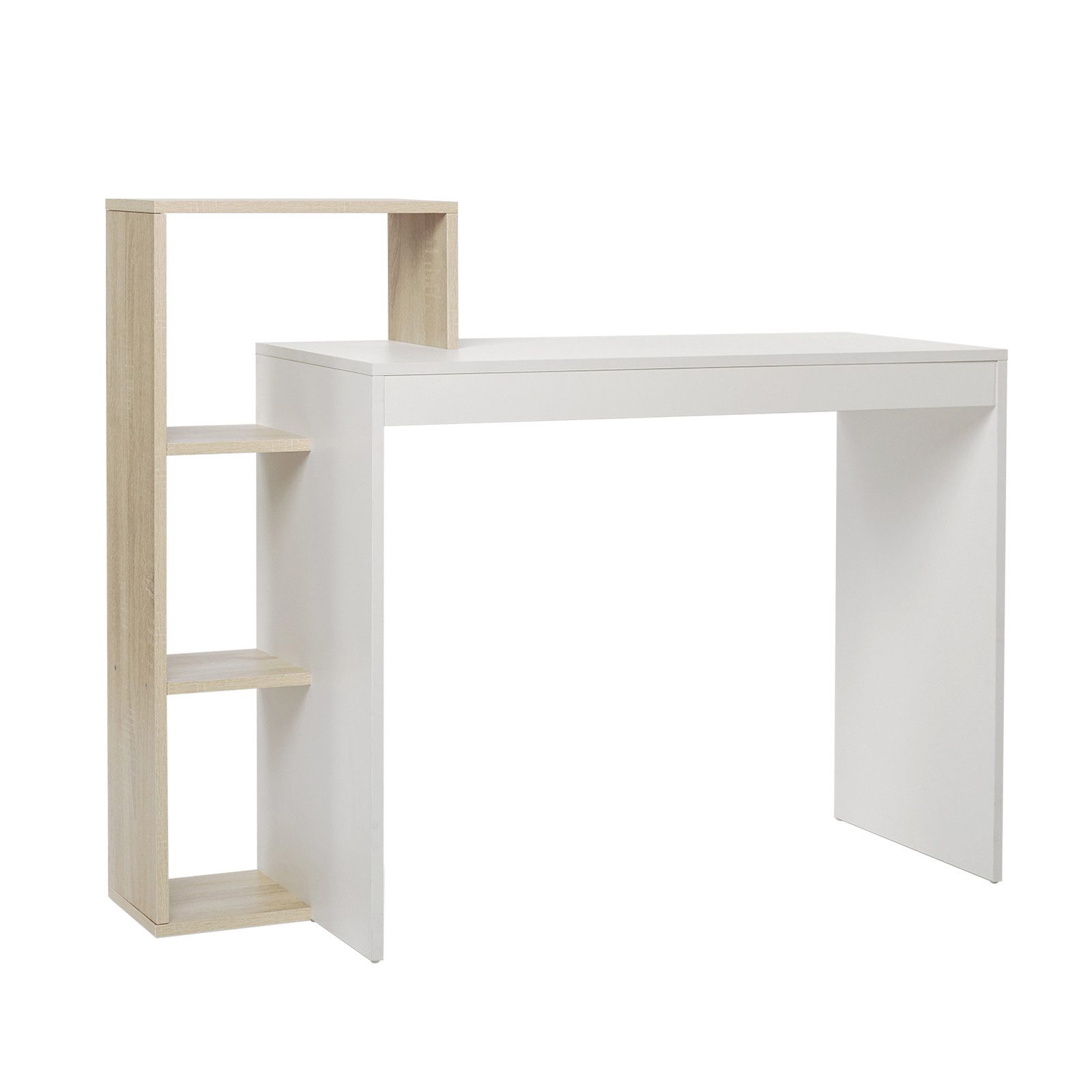 Mondeer Schreibtisch Computertisch, mit Ablagefach, Weiß+Natur günstig online kaufen