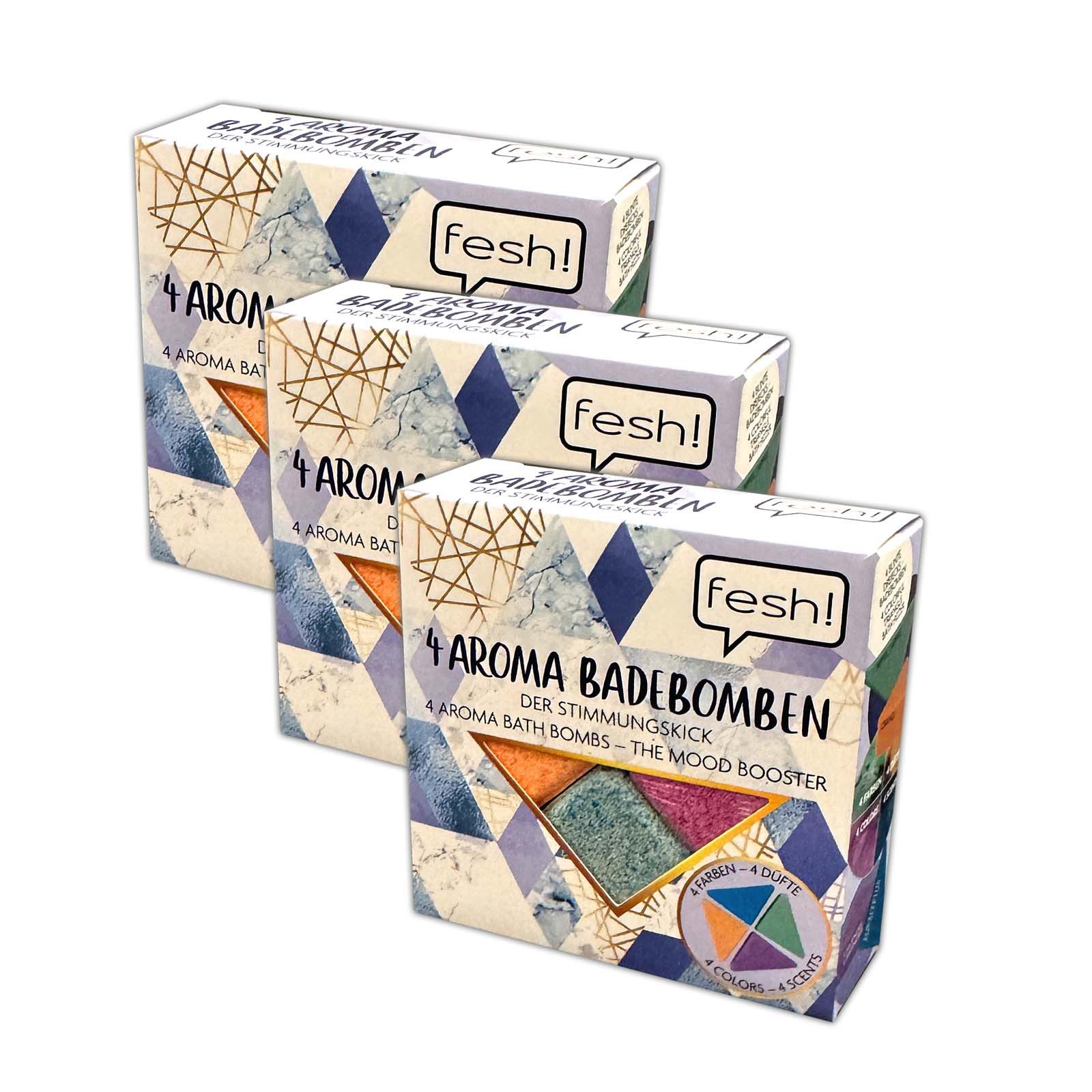 HAC24 Badekugel 3 Packungen Dreieck Aroma Badebomben Badekugeln Badezusatz, 12-tlg., (je 4x40g) 4 Düfte & Farben