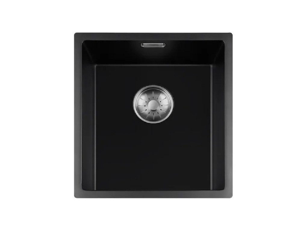 togo Küchenspüle 34BQ-FU-Inox, rechteckig, 38/44 cm, Schwarze Quarz Spüle
