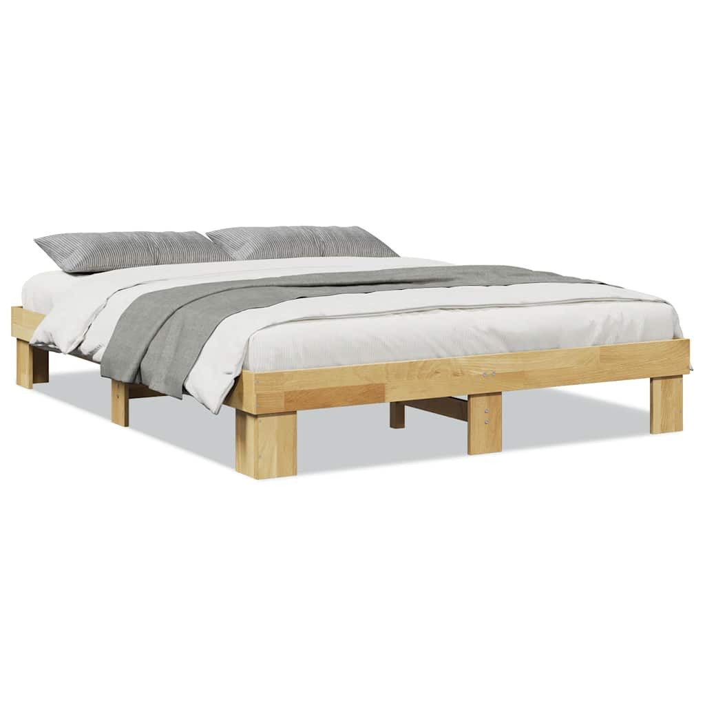 vidaXL Bett Bettgestell ohne Matratze 135x190 cm Massivholz Eiche günstig online kaufen