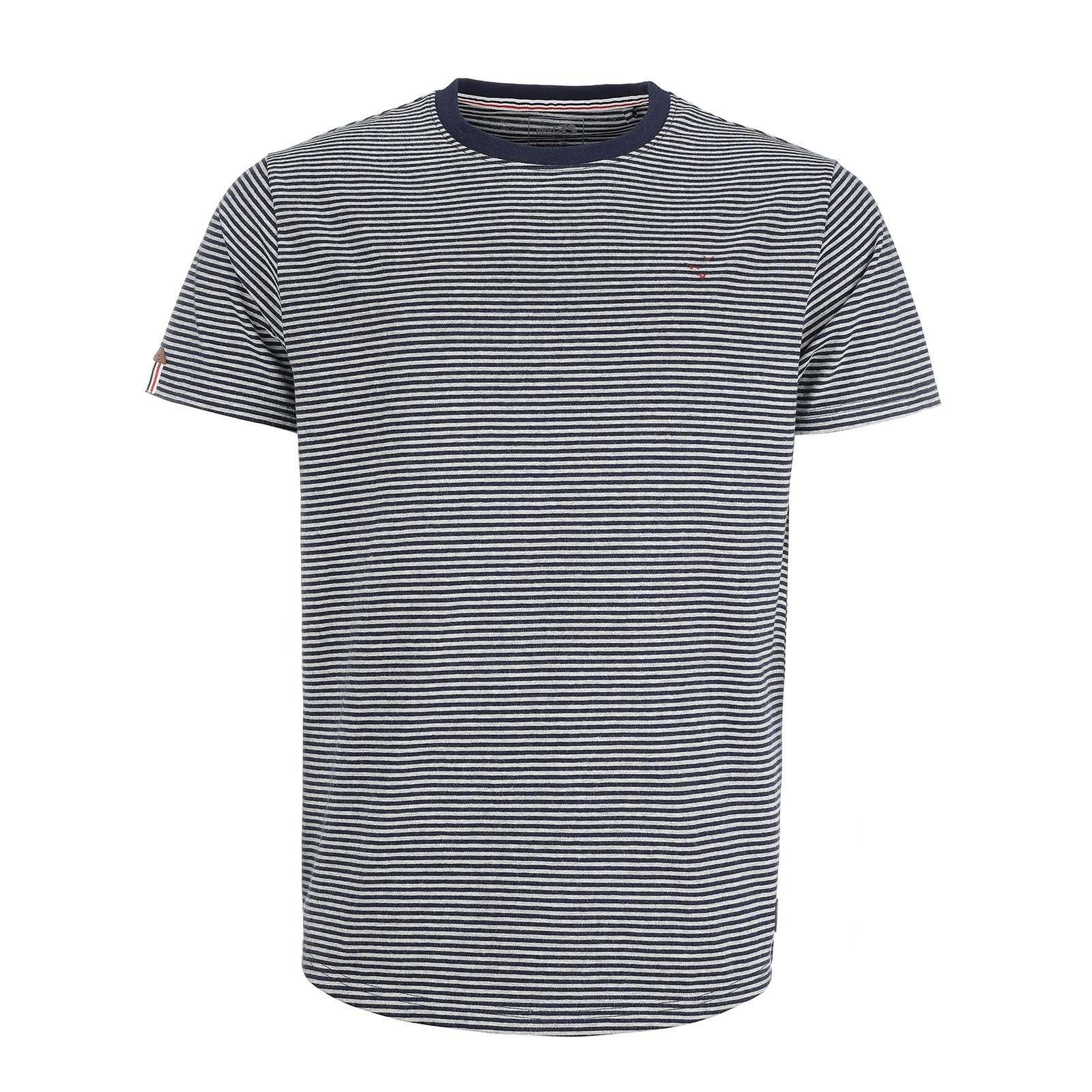 Streifen Herren Kurzarm-Shirt modAS - Shirt gestreift Baumwolle mit aus T-Shirt