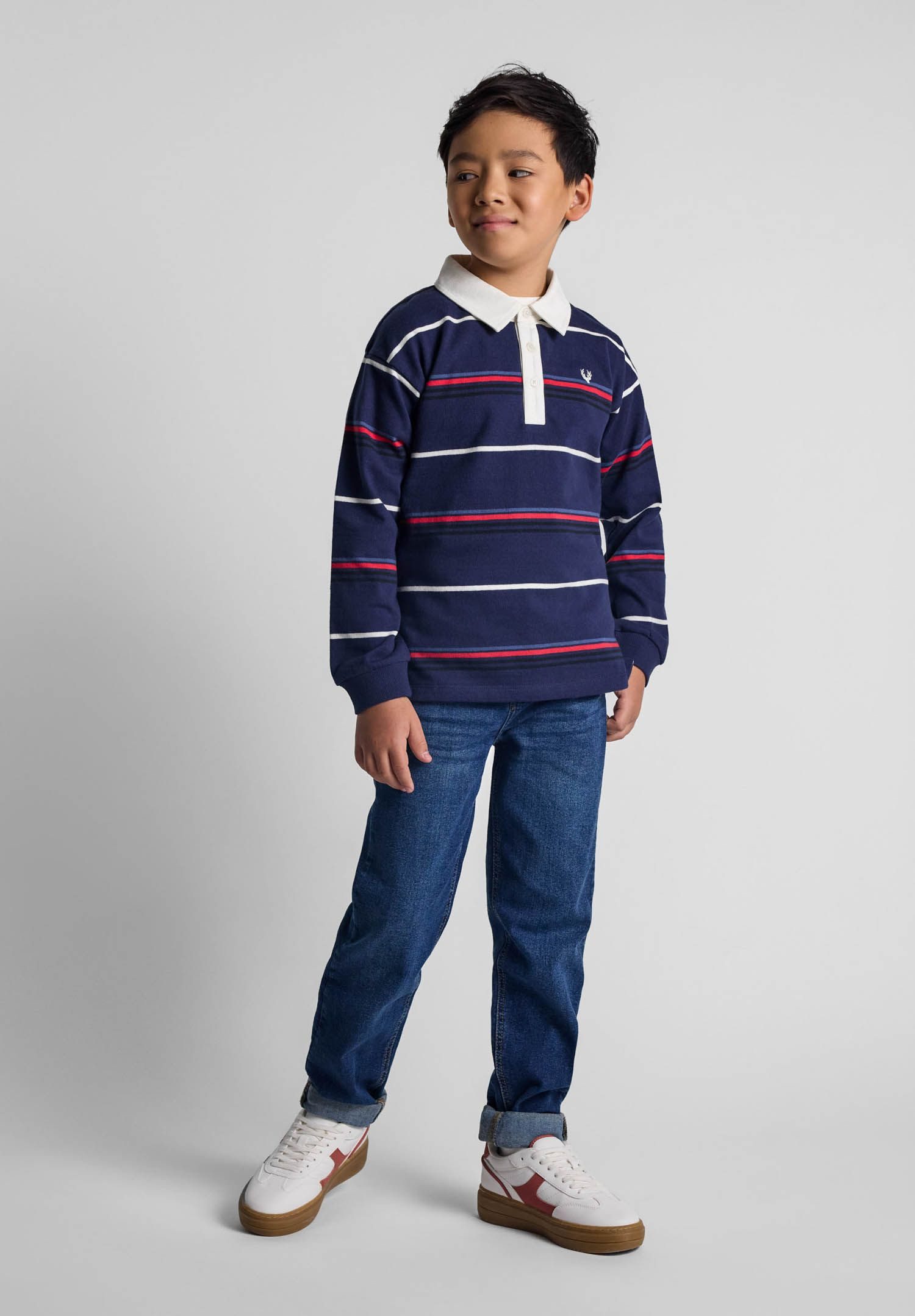 MINOTI Poloshirt Gestreiftes Langarmshirt mit Kragen und Stickerei (2y-14y) günstig online kaufen