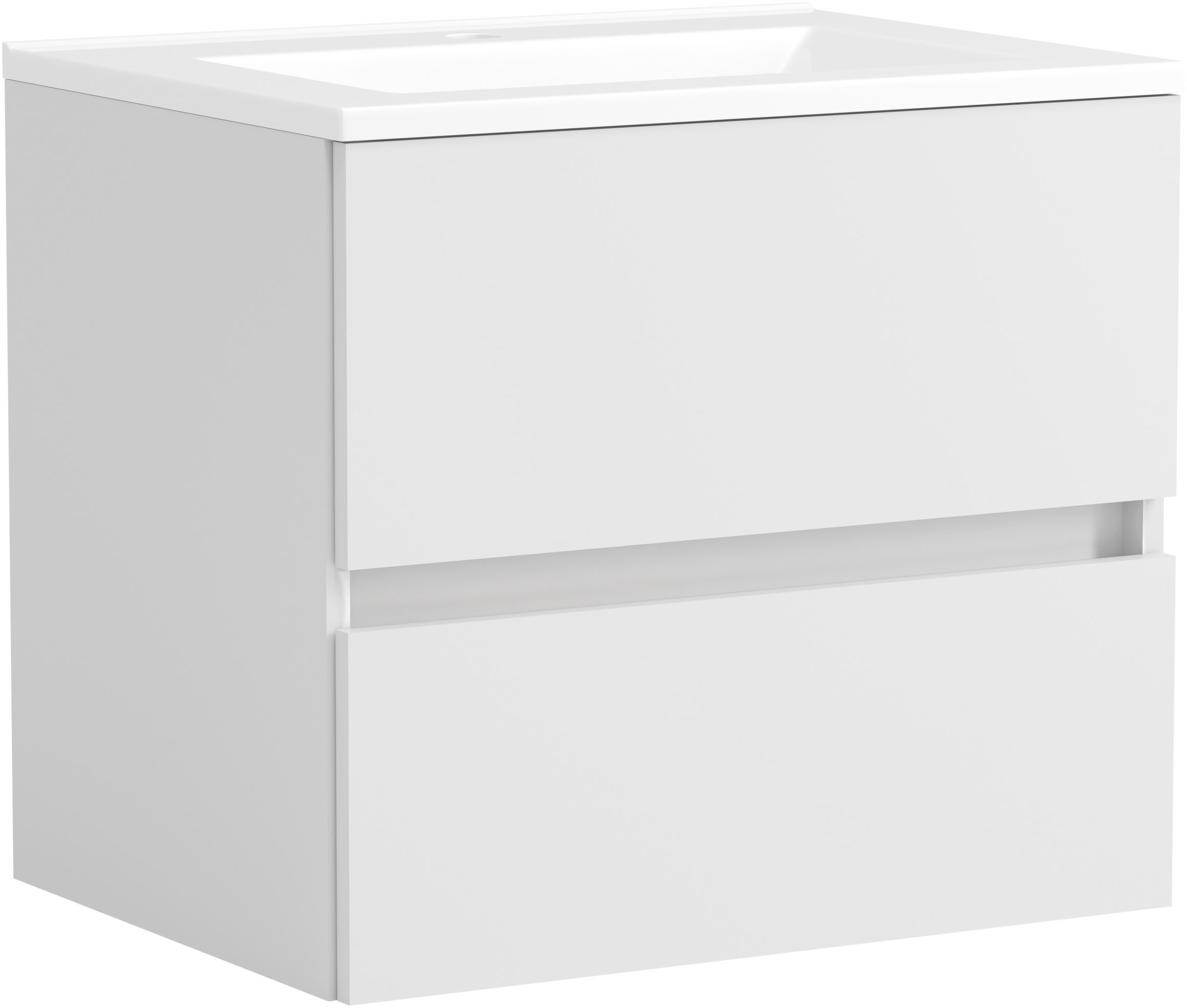 OTTO home Waschtisch TRENTO, 2 Auszüge inklusive Becken und Montagematerial (Badezimmerschrank, grifflos, einfache Montage, Bad-Einrichtung), Maße (B/H/T): ca. 60/52/45 cm, Badmöbel, Waschtisch, Stauraum, modern