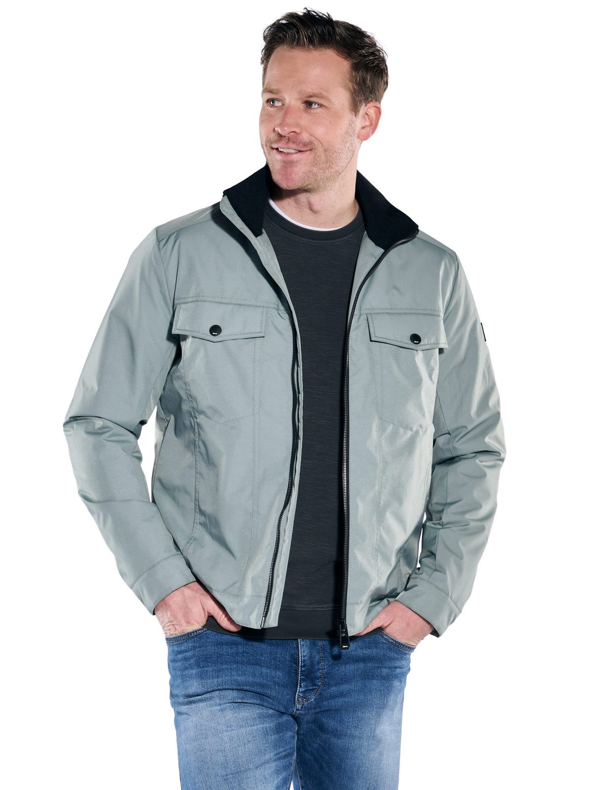 Engbers Kurzjacke Herren Funktionsjacke im Jeansjacken-Style, Gruen
