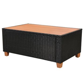 vidaXL Gartenlounge-Set 4-tlg. Garten-Lounge-Set mit Auflagen Poly Rattan Schwarz, (4-tlg)