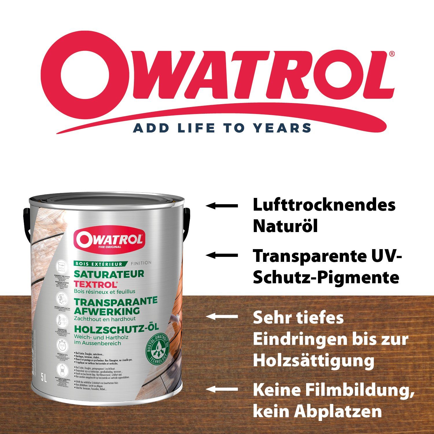 OWATROL Holzöl transparent - für [5L] den Außenbereich Holzöl TEXTROL