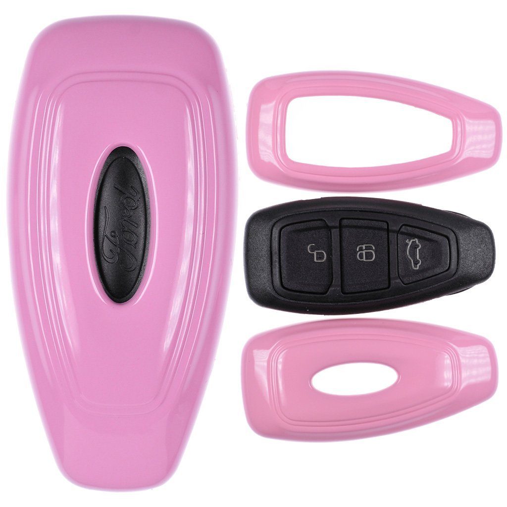Focus für KEYLESS Pink, Hardcover Schutzhülle Fiesta Kuga C-Max Schlüsseltasche Mondeo mt-key SMARTKEY Autoschlüssel