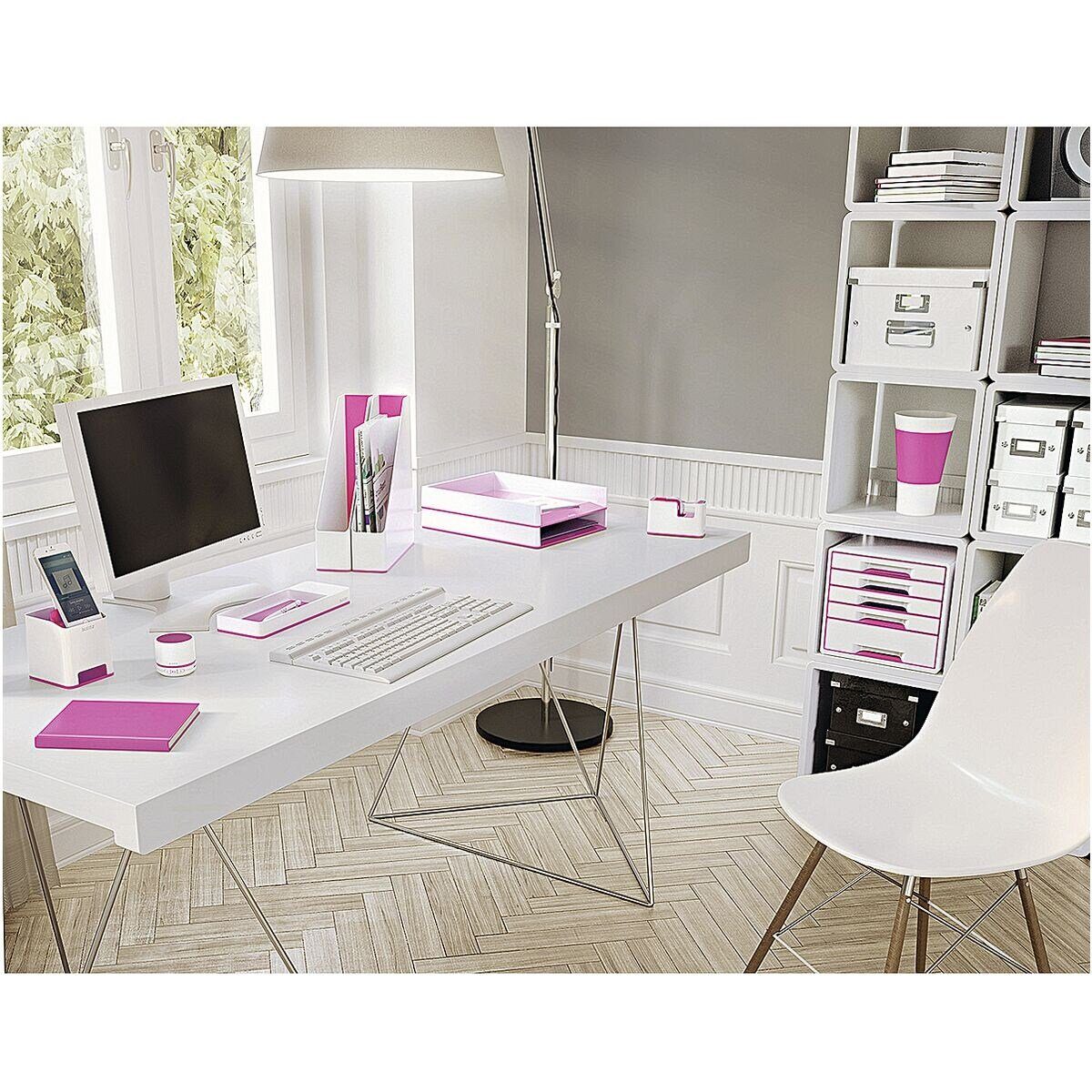 5214, Schubladenbox LEITZ stapelbar Cube WOW 5 geschlossen, Schubladen, pink metallic mit