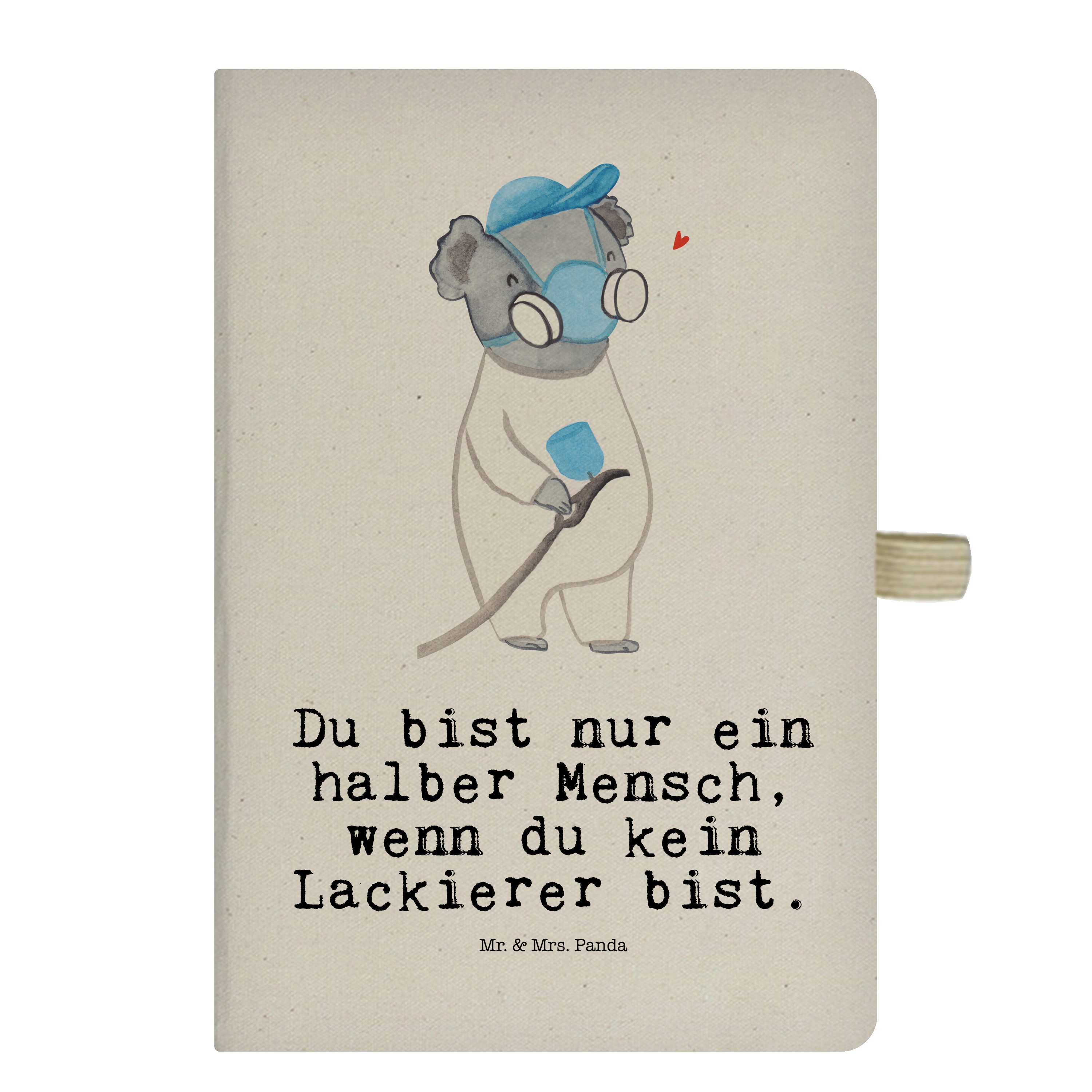 Mr. Notizheft, Transparent - Notizen, Geschenk, Notizbuch Mrs. & Panda Eint & Herz Mr. mit Panda Mrs. - Lackierer