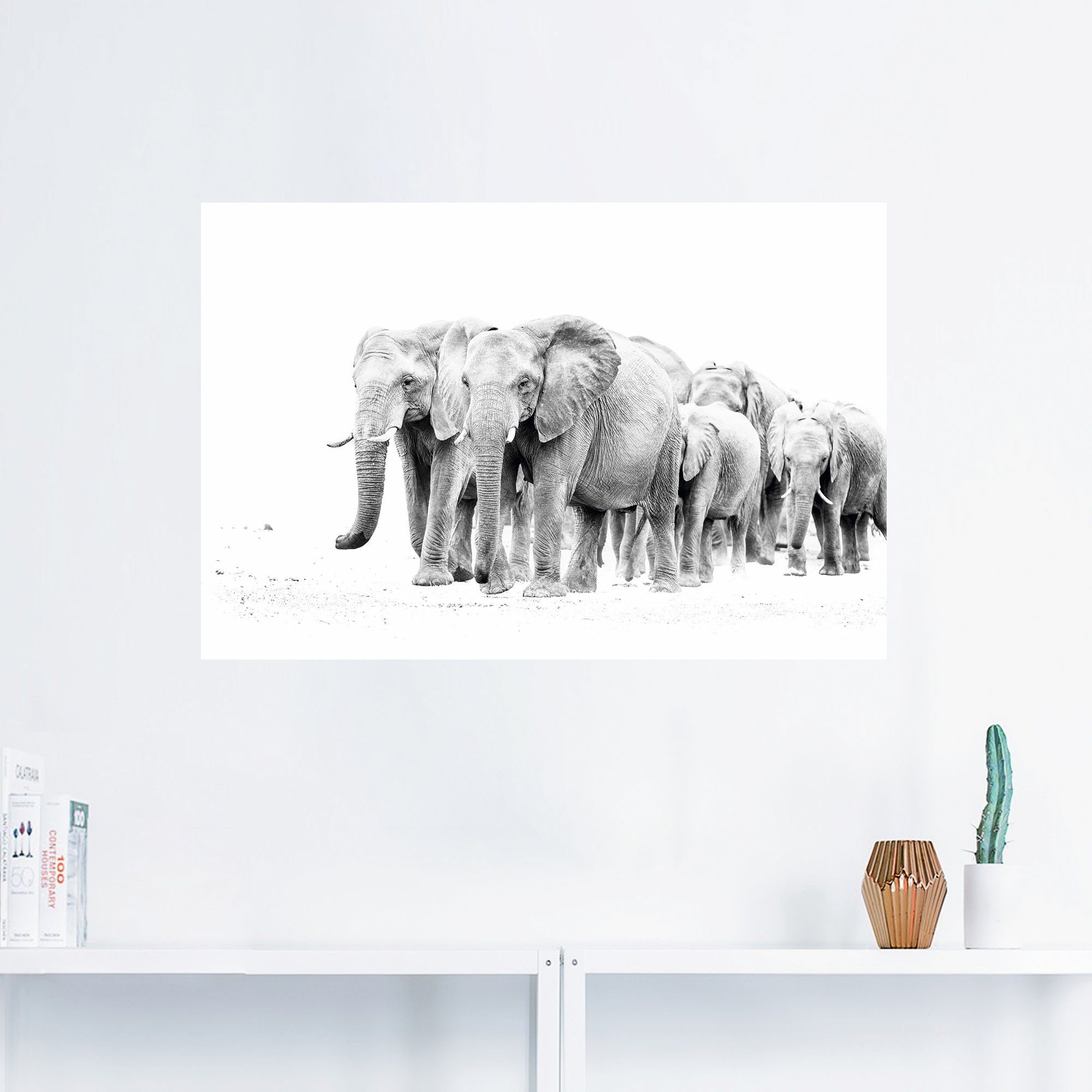 Artland Wandbild Karawane der Eefanten, in St), (1 Bilder versch. als Poster Wandaufkleber Leinwandbild, Elefanten Alubild, Größen oder