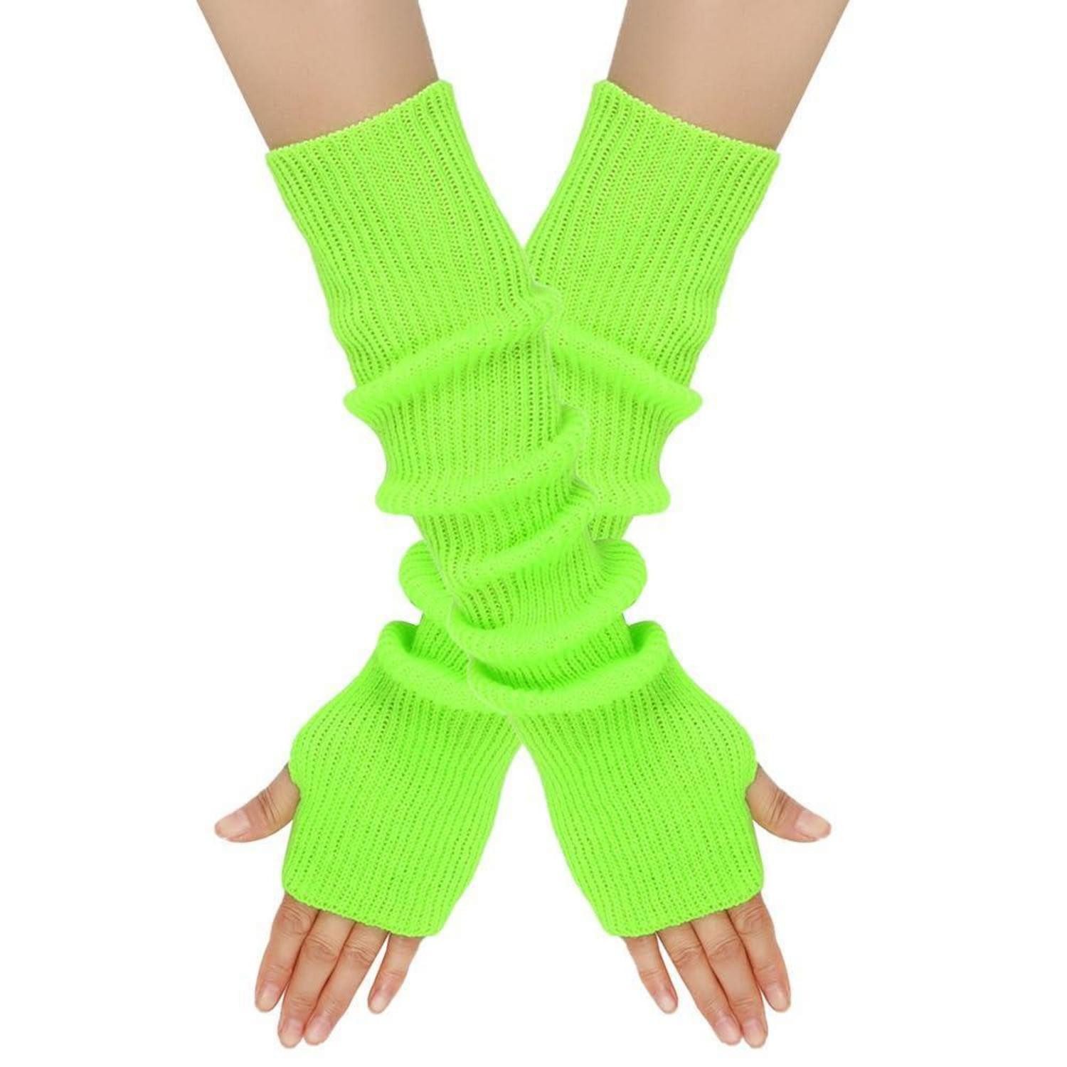 LuxusKollektion Strickhandschuhe Damen Handschuhe lang gestrickt grün (1-St)