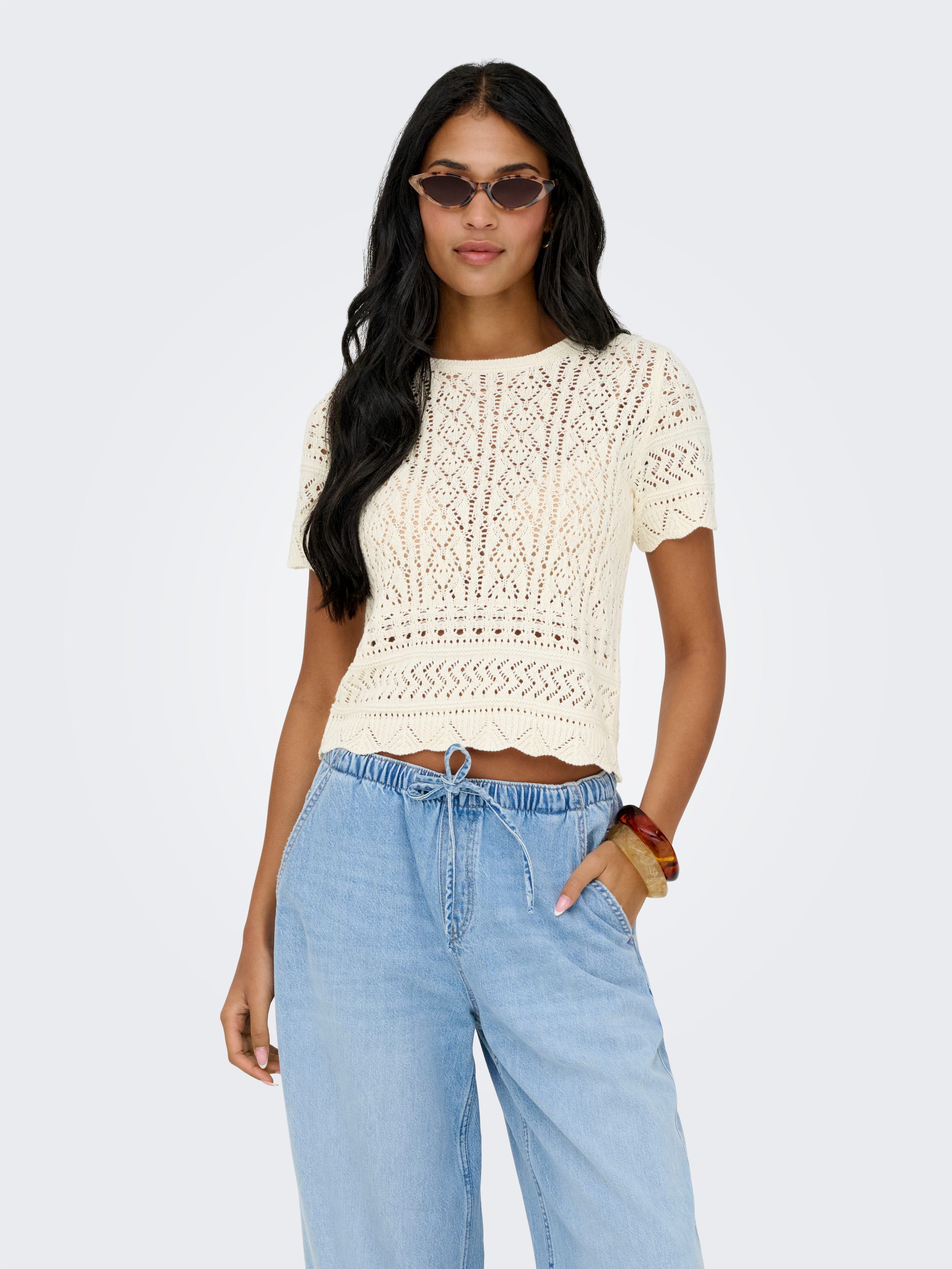 ONLY Kurzarmpullover ONLELKE LIFE SS STRUCTUR O-NECK KNT NOOS günstig online kaufen