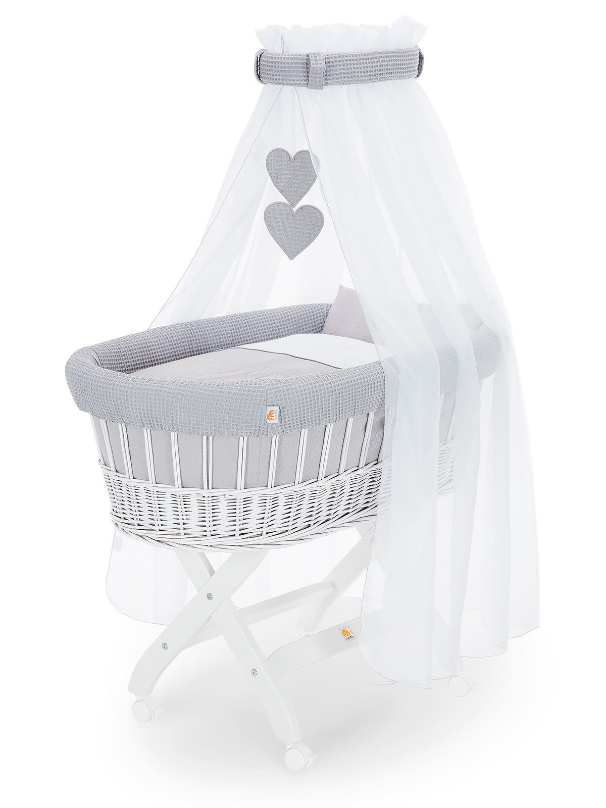 FabiMax Stubenwagen weiß lackiert, Komplettset, Komplettset, Musselin & Waf günstig online kaufen