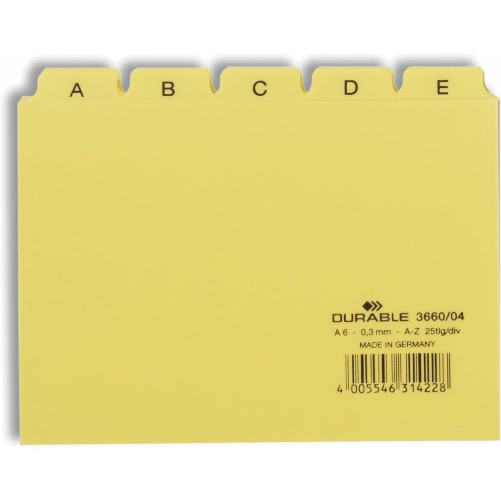DURABLE Fächermappe Karteikartenregister A-Z gelb