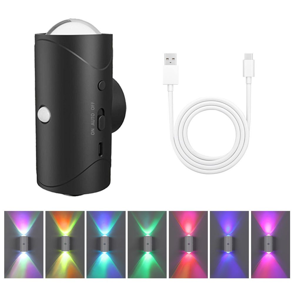 VIVIHEYDAY LED Wandleuchte LED Akku Wandleuchte Innen mit Bewegungsmelder, Kabellos, USB Aufladbare Batterie Wandlampe, RGB Wandbeleuchtung 7 Farben, Wandleuchte für Schlafzimmer Treppenhaus