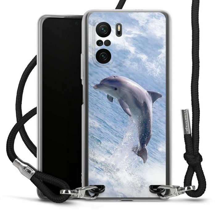 DeinDesign Handyhülle Delfine Meer Wal Springender Delphin Xiaomi Poco F3 Handykette Hülle mit Band Case zum Umhängen