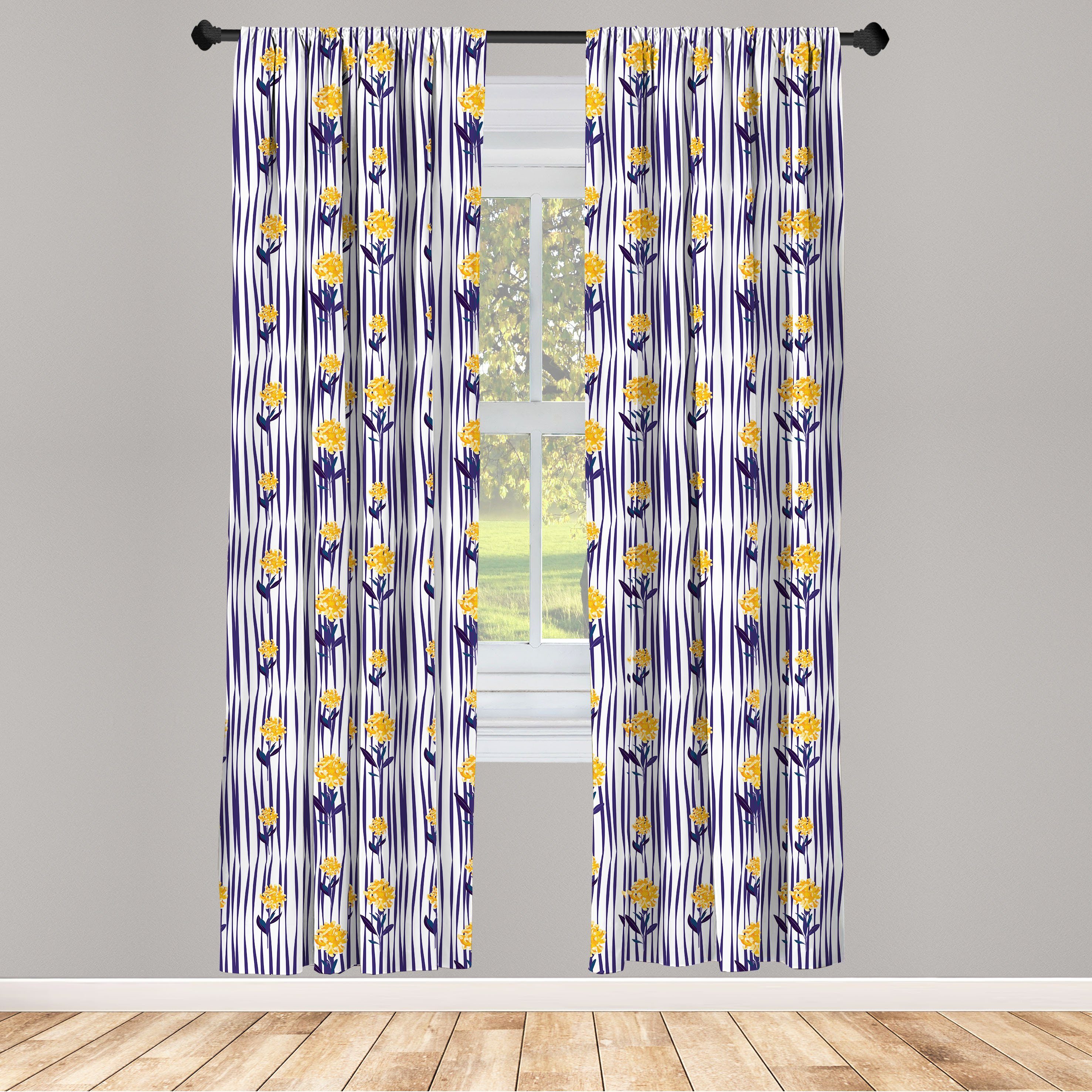 Dekor, Chrysantheme-Muster Gardine Abakuhaus, Vorhang Wohnzimmer Blumen Microfaser, Schlafzimmer für