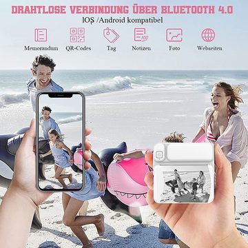 Jioson Thermodrucker Kompatibel für iOS Android Etikettendrucker Bluetooth Etikettendrucker, (Bluetooth-Fotodrucker, WLAN (Wi-Fi), Rosa Mini-Drucker, mit 5 Druckpapier 5 selbstklebendes Thermopapier,3 Farbdruckpapier)