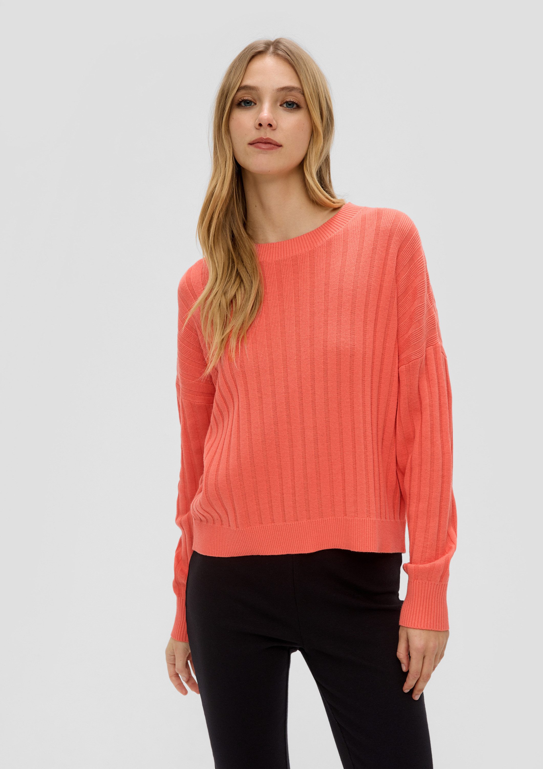 QS Longpullover Strickpullover Weicher Strickpullover aus Baumwollmix günstig online kaufen