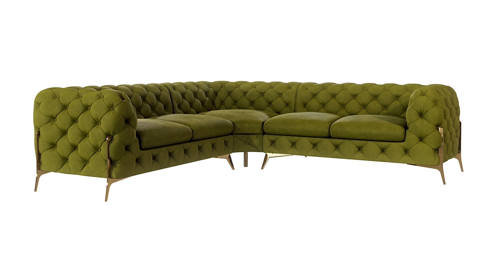 Ashley Möbel Goldene Füßen, mit Wellenfederung mit Metall Olive S-Style Chesterfield Ecksofa