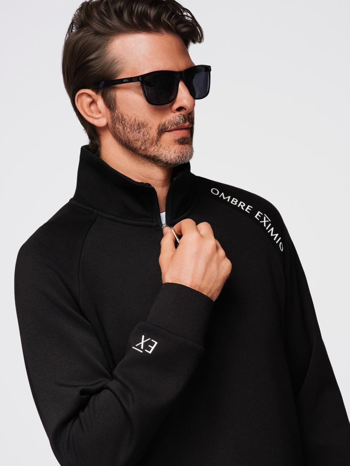 OMBRE Sweatshirt Herren-Sweatshirt mit Reißverschluss-Stehkragen