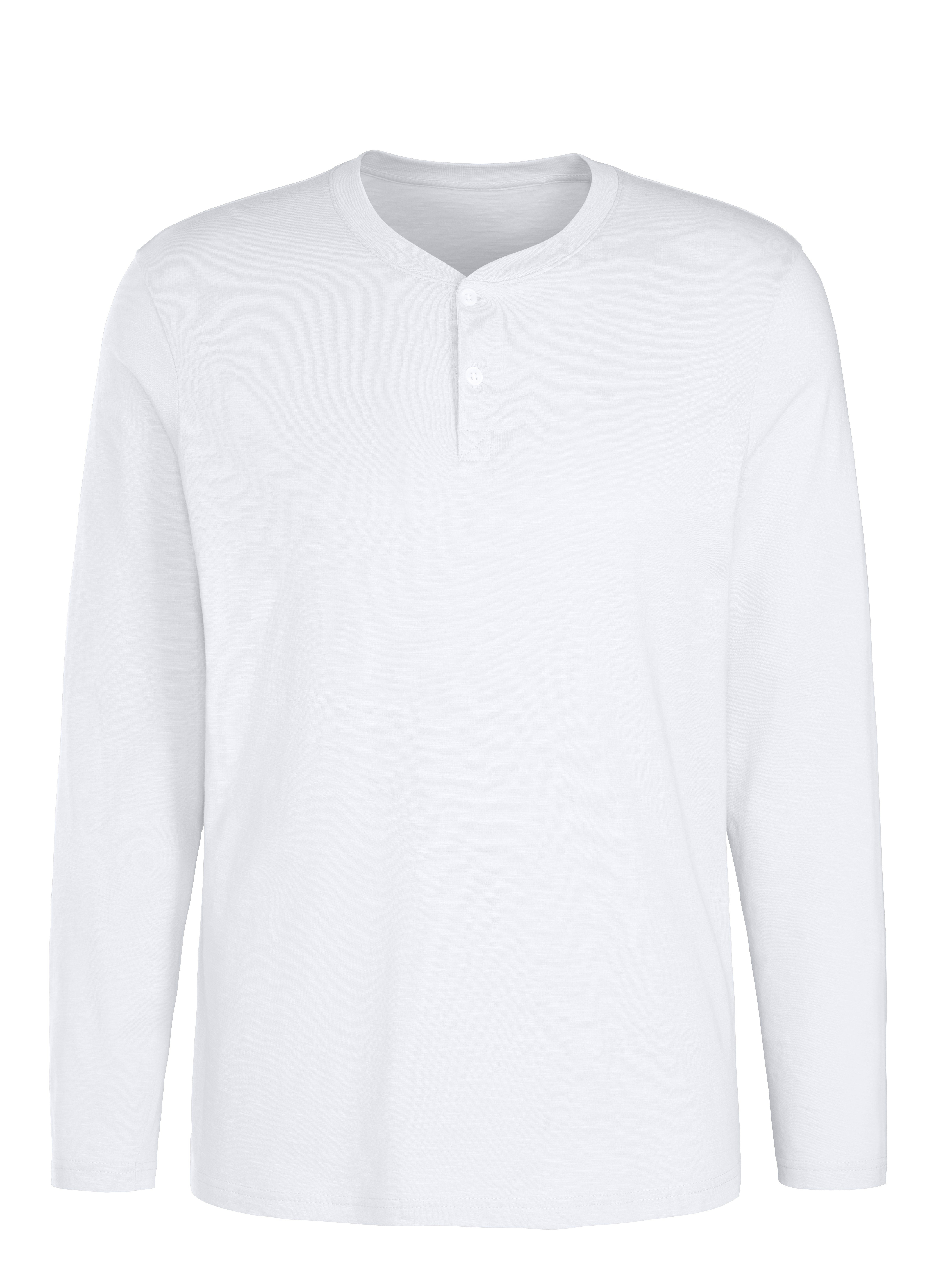 Baumwoll-Qualität H.I.S Henleyshirt aus strukturierter weiß