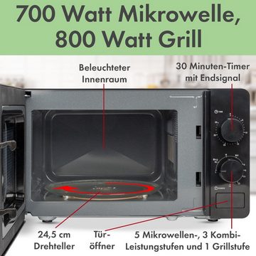CLATRONIC Mikrowelle MWG 792, Mikrowelle mit 20L Garraum & Grillfunktion