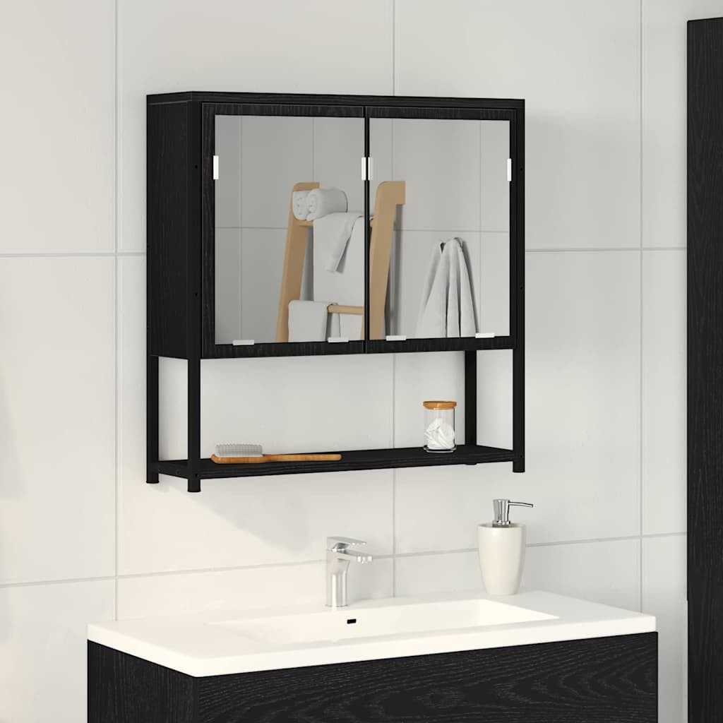 vidaXL Badezimmerspiegelschrank Spiegelschrank Schwarz Eichen-Optik 60 x 16 x 60 cm (1-St)