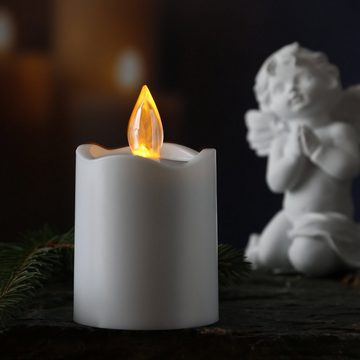 MARELIDA LED-Kerze LED Grabkerze Grablicht flackernd Lichtsensor H: 9,5cm bis 2500h weiß