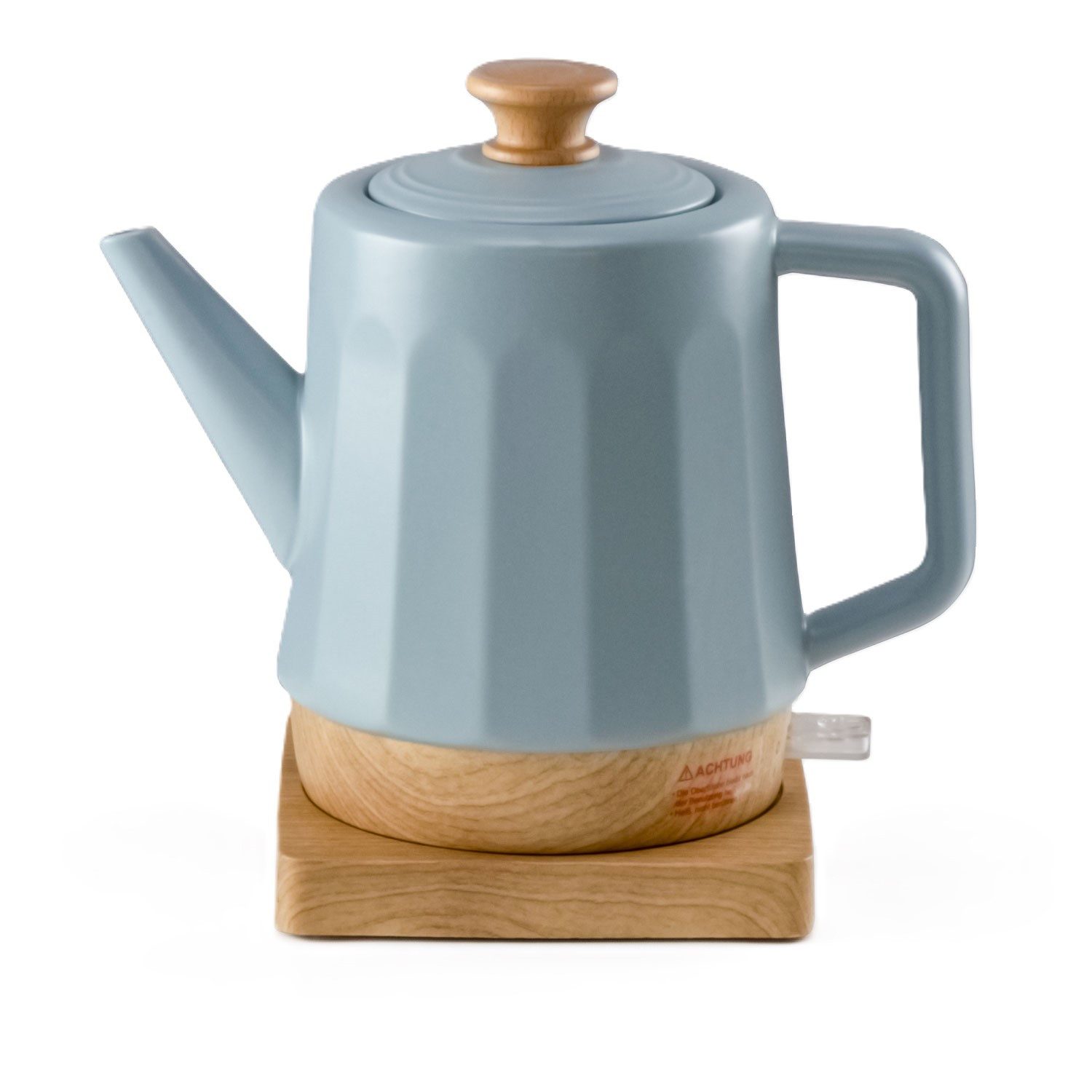 KVOTA Wasserkocher elektrisch, aus Keramik, 1,5 Liter, Grau-Blau "Harmonie" Teakettle., 1.5 l, 1500 W