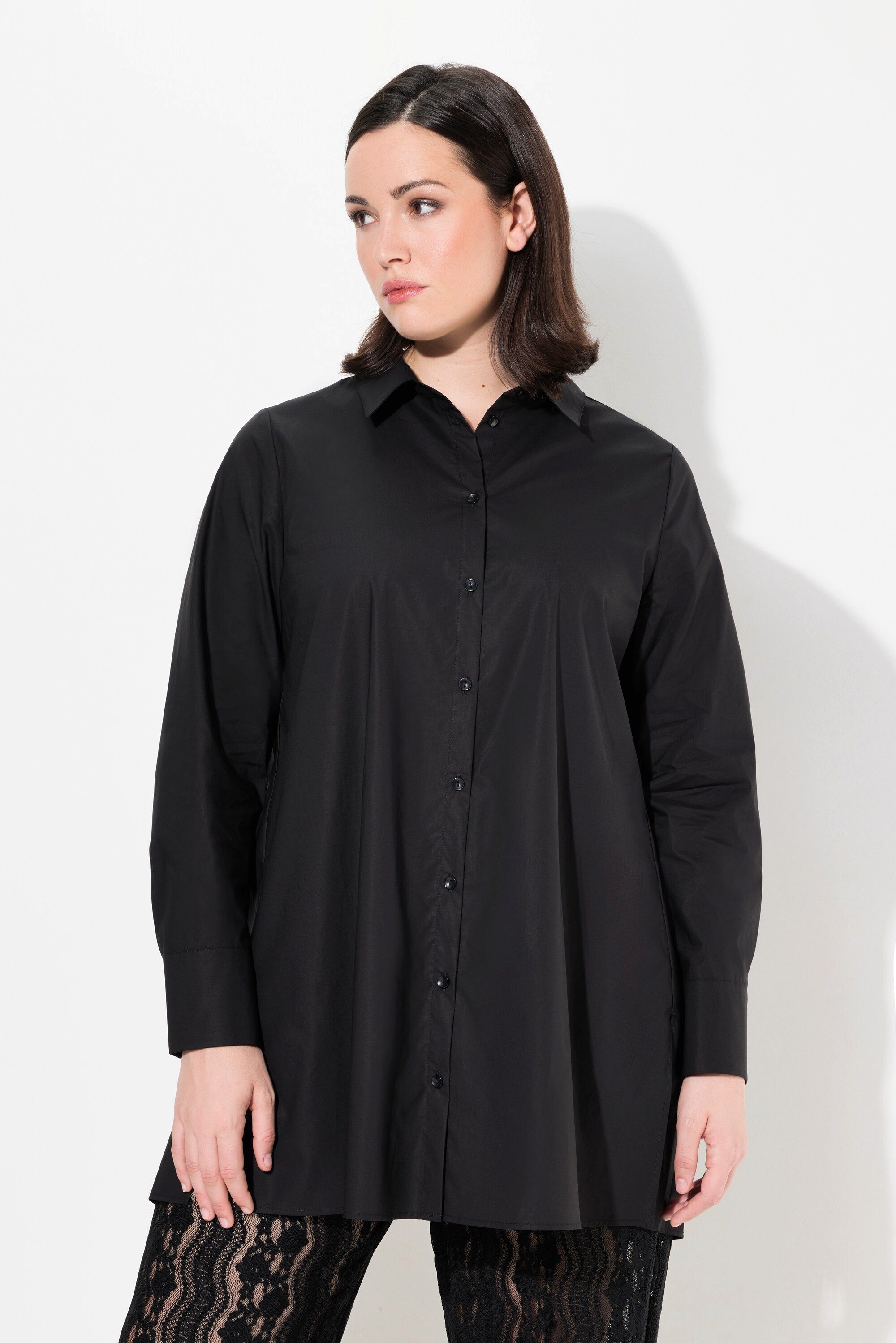 Hemdbluse Hemdbluse Papertouch Oversized Stehkragen Langarm