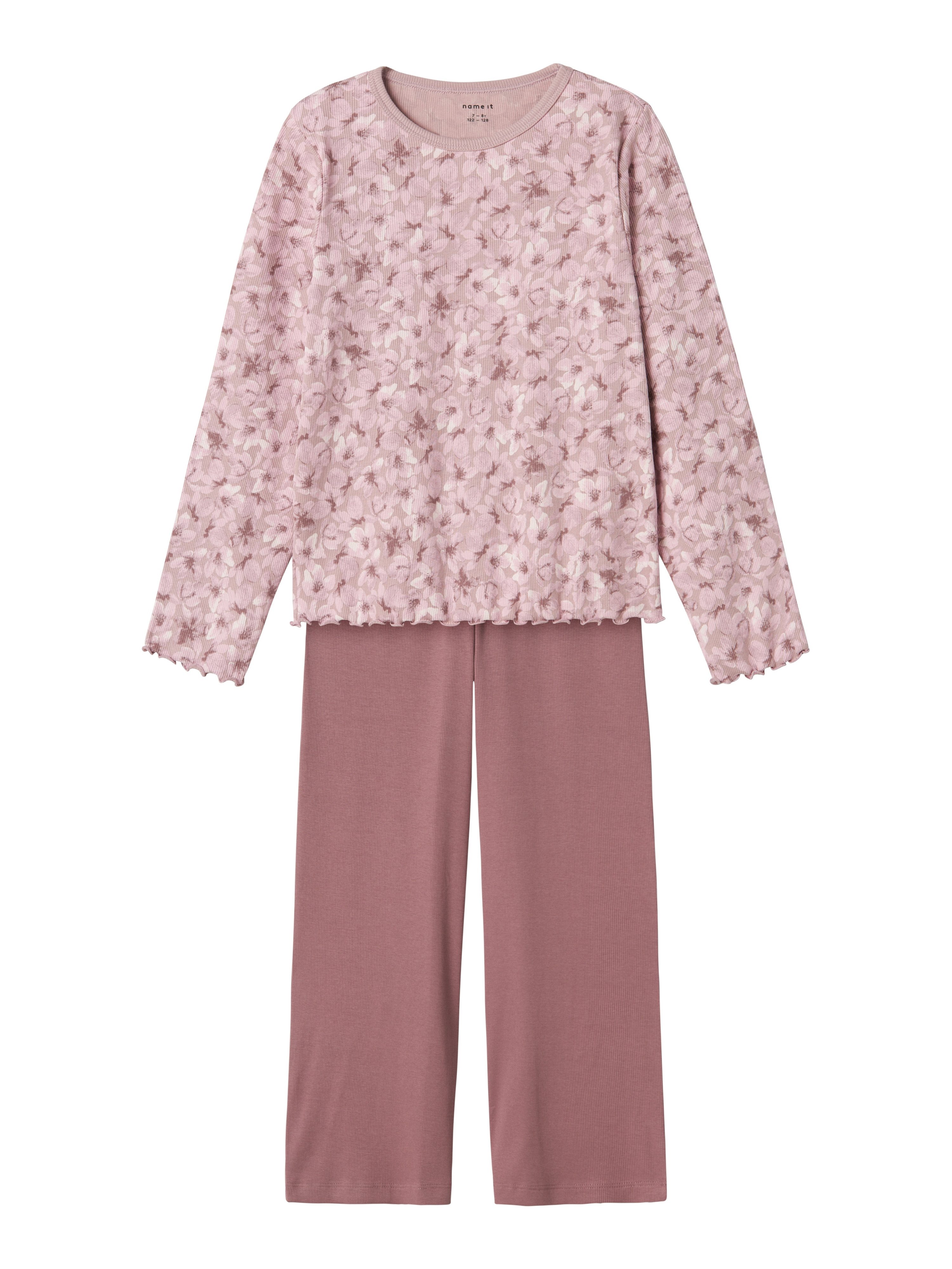 Schlafanzug NKFNIGHTSET MAUVE FLOWER LOOSE RIB NOOS