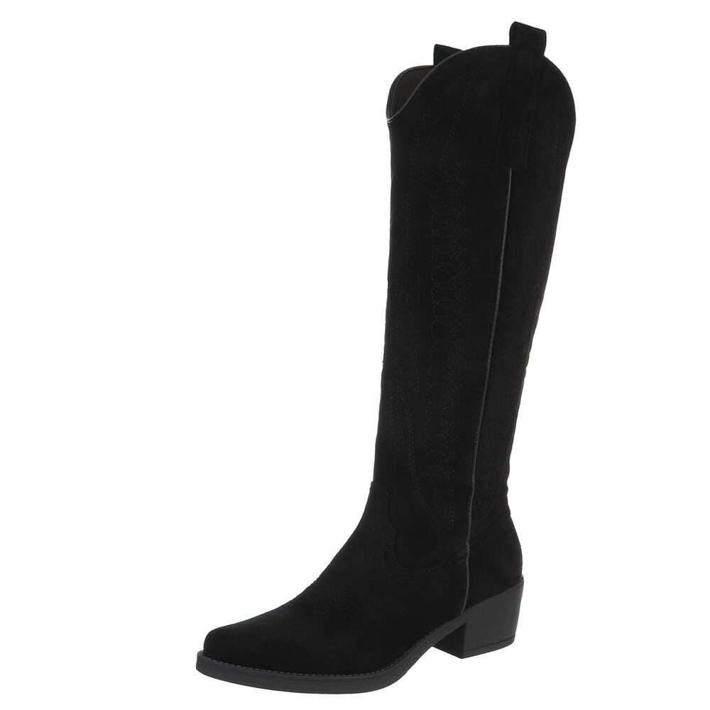 Ital-Design Elegante Damen-Stiefel mit Absatz für Alltag und Freizeit Westernstiefel (65728403) Blockabsatz Сапоги in Schwarz