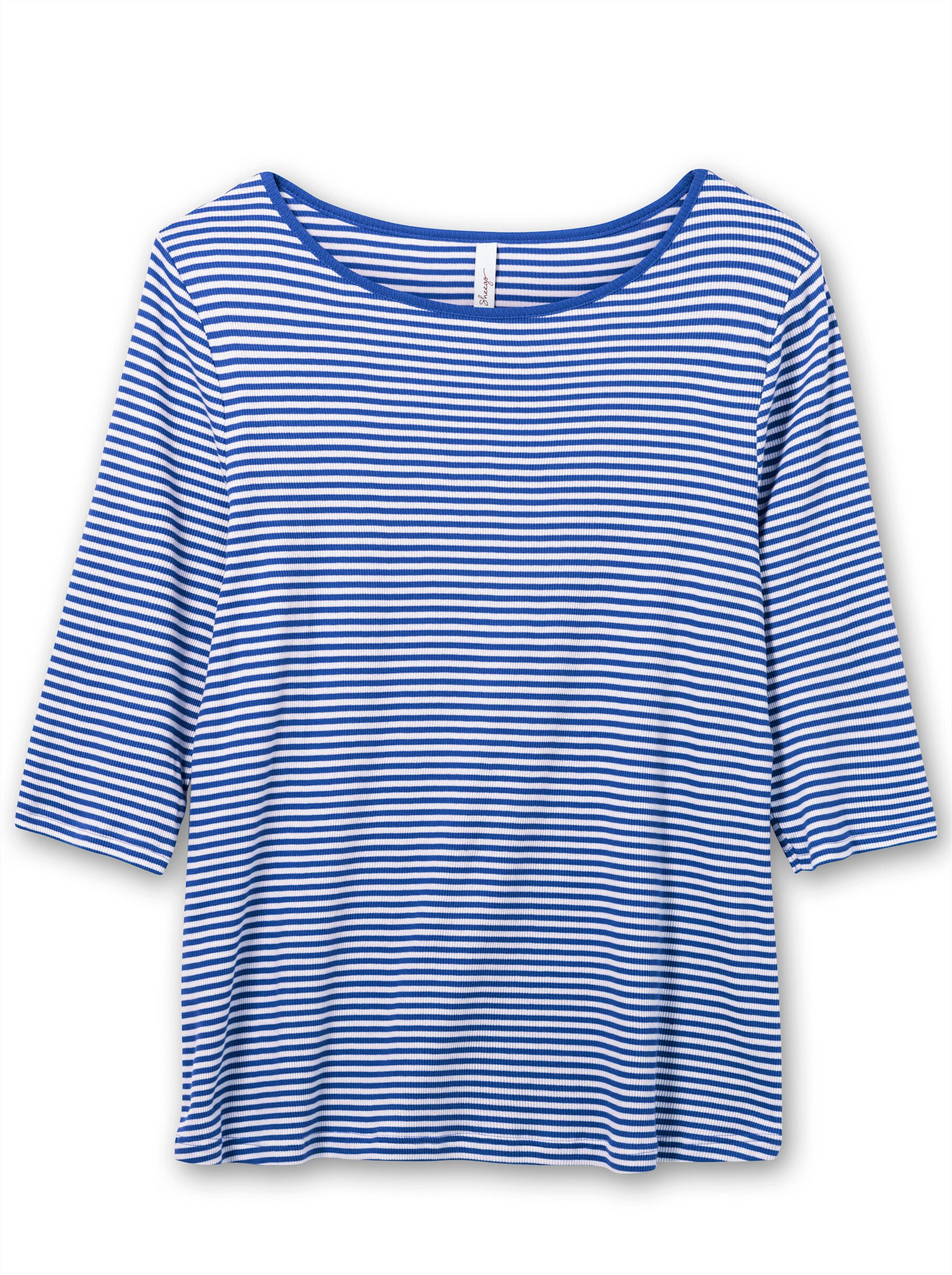 Sheego T-Shirt 3/4-Arm-Shirt 3/4-Arm aus Rippware mit garngefärbten Ringeln – Bild 3 von 5
