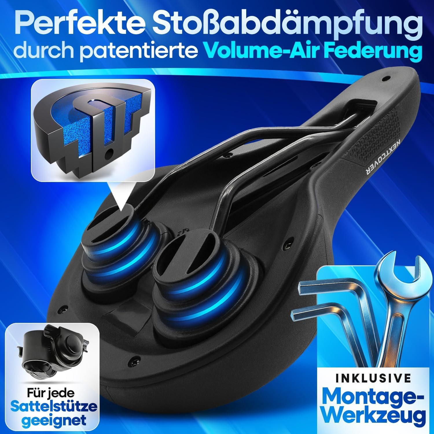 Nextcover Fahrradsattel Fahrradsattel ComfortOne mit Memory Foam 3.0