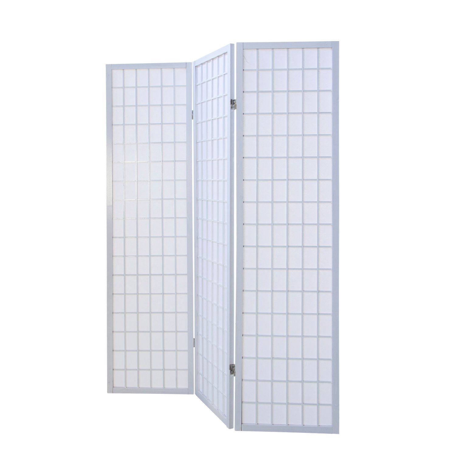 Homestyle4u Paravent Holz Raumteiler Trennwand Shoji Weiß Spanische Wand Sichtschutz Indoor (3-teilig)