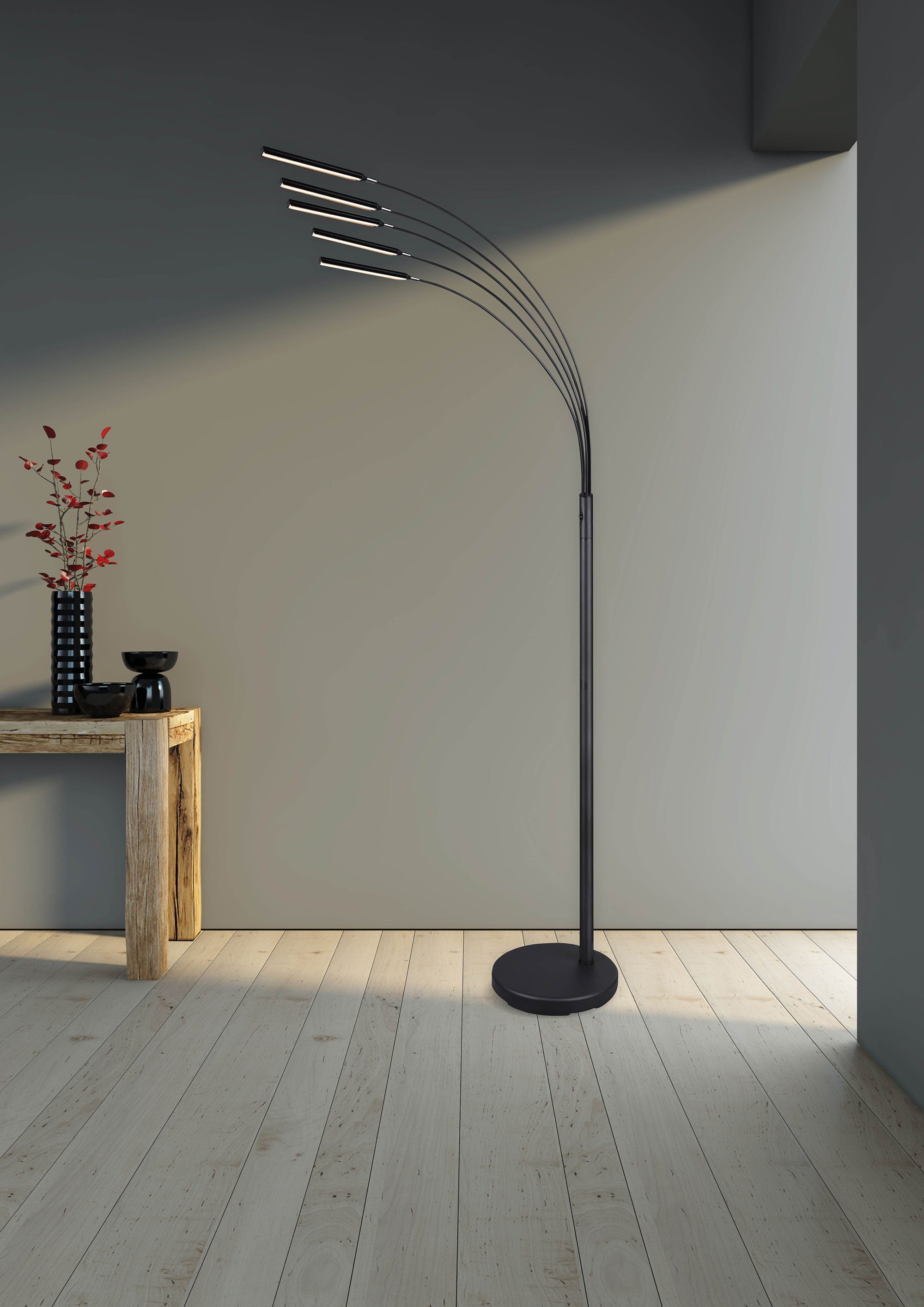 Reality Leuchten LED Stehlampe Reed, Dimmer, Ein-/Ausschalter, Memoryfunktion, mehrere Helligkeitsstufen, LED fest integriert, Warmweiß, Sensordimmer, Memory Funktion