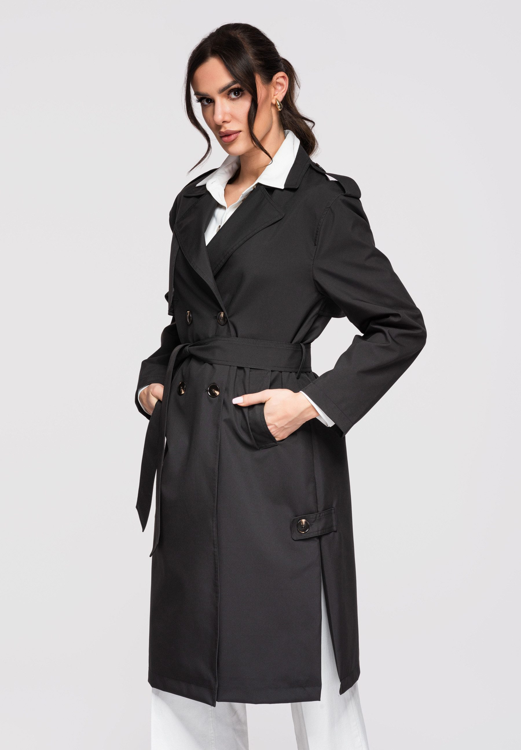 OMBRE Trenchcoat Knie­langer Übergangsmantel im klassischen Trenchcoat-Stil klassischer Trenchcoat-Schnitt
