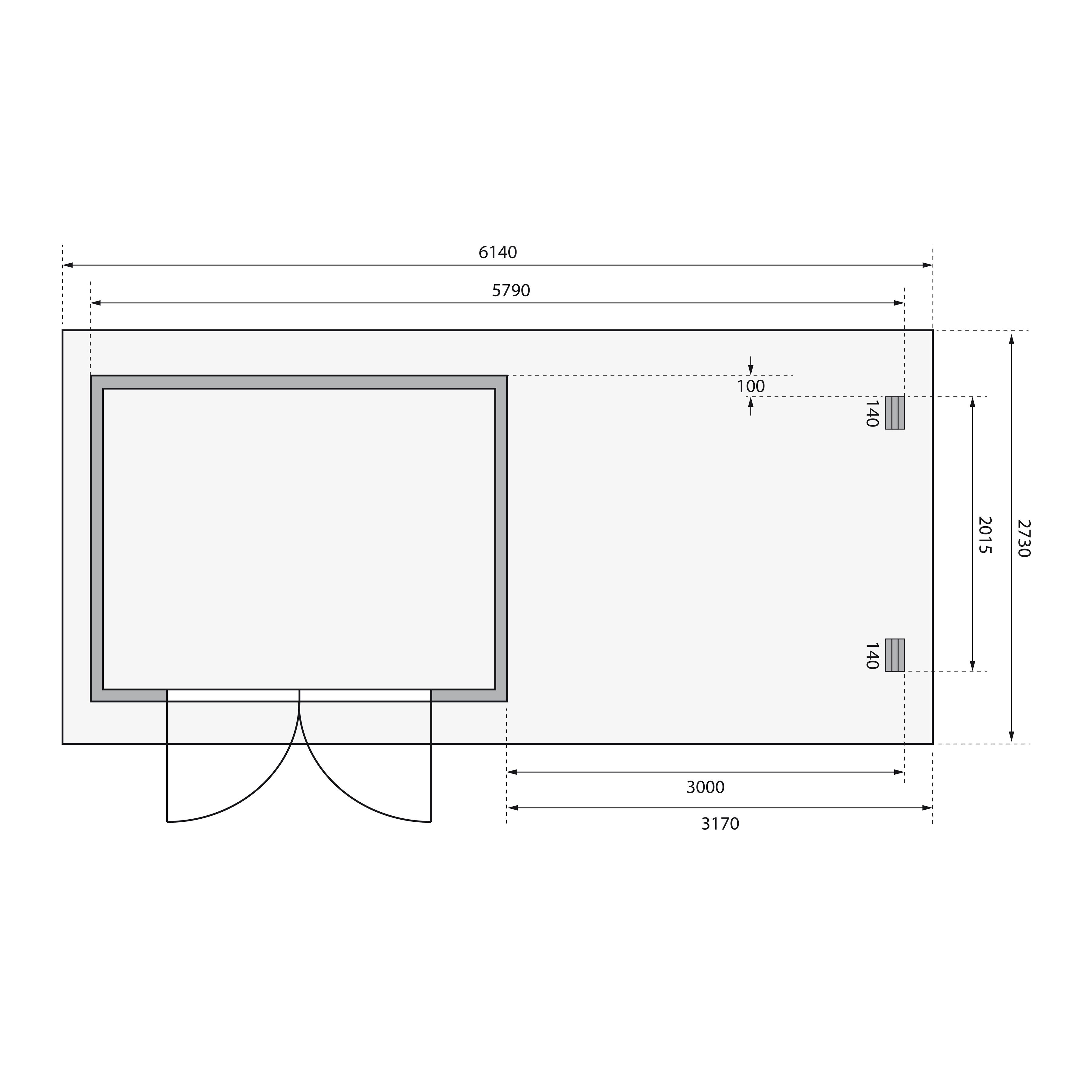 Karibu Gartenhaus Bastrup 3, cm, 614x273 (Set) BxT