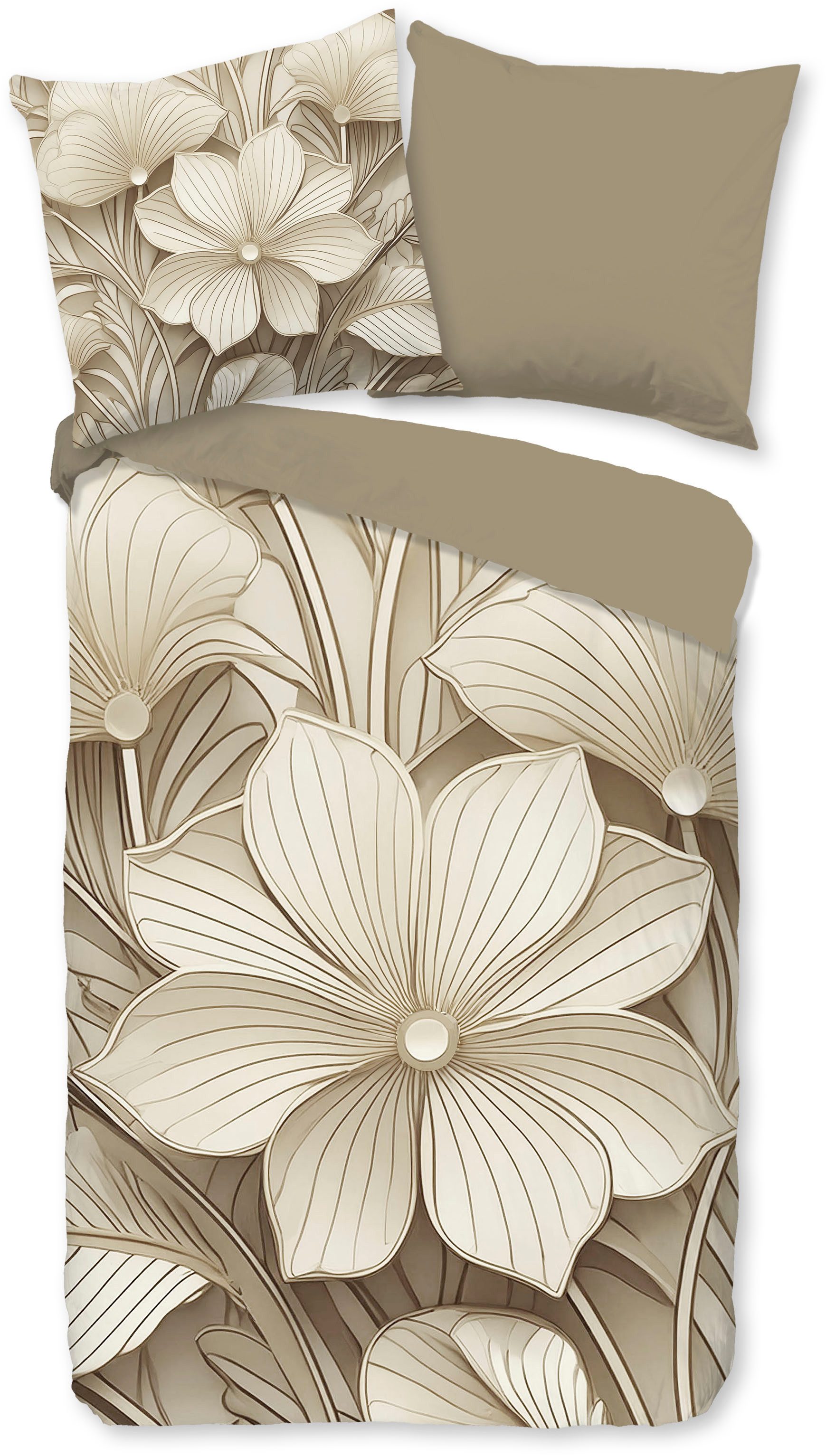 good morning Wendebettwäsche Artdeco, Renforcé, 2 teilig, 100% Baumwolle, Renforcé, Reißverschluss, Wendeoptik, Blumen