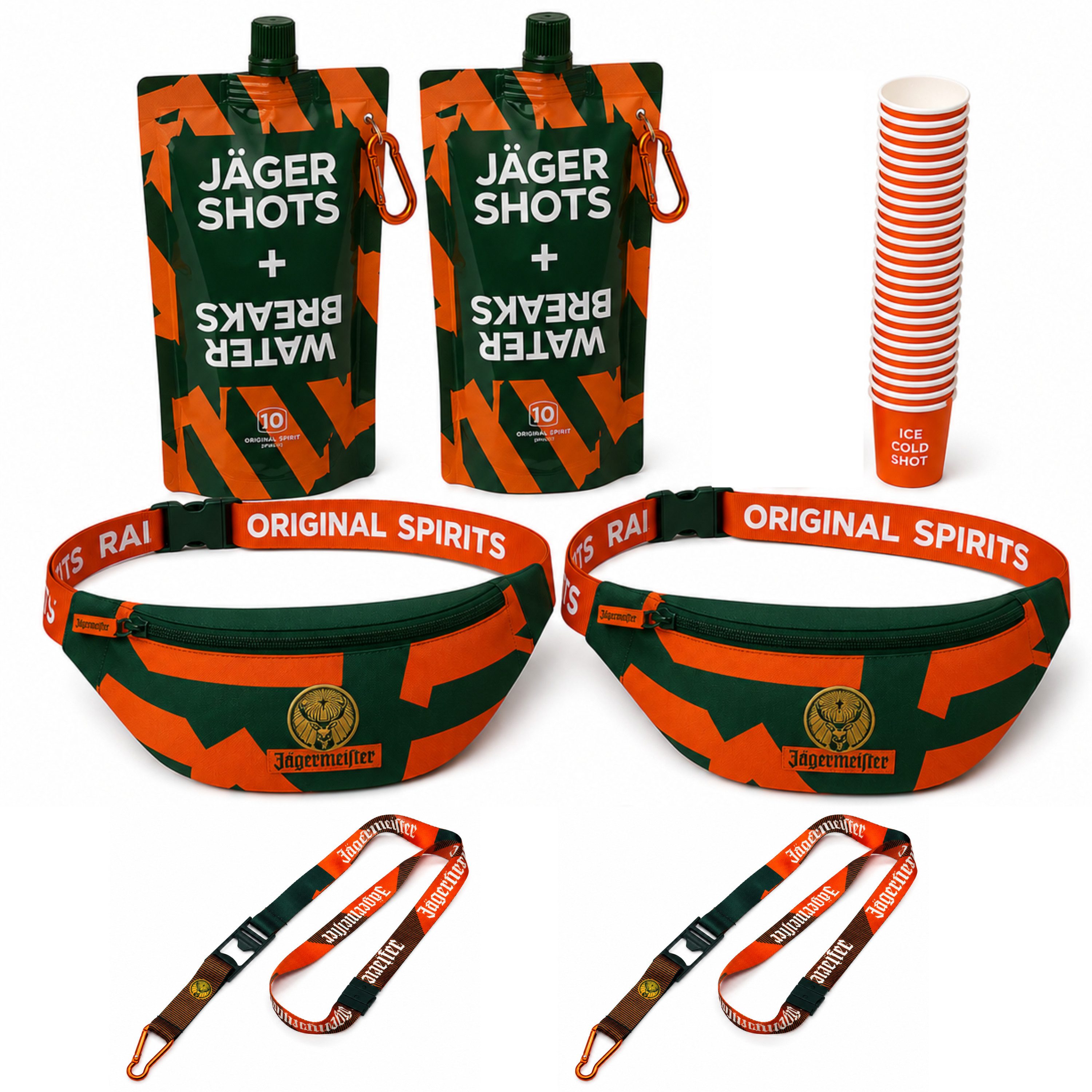 Jägermeister Bauchtasche Jägermeister Festival-Bundle XXL - Bauchtasche, Trinkbeutel, Schlüs