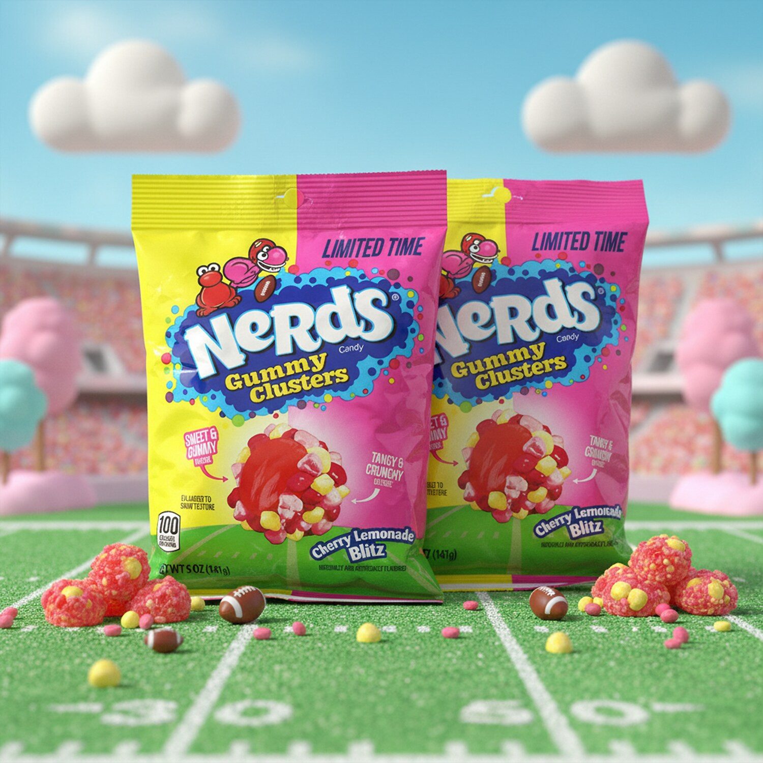 Nerds Süßigkeit, 1 x 141 g, Nerds Gummy Clusters Cherry Lemonade Blitz