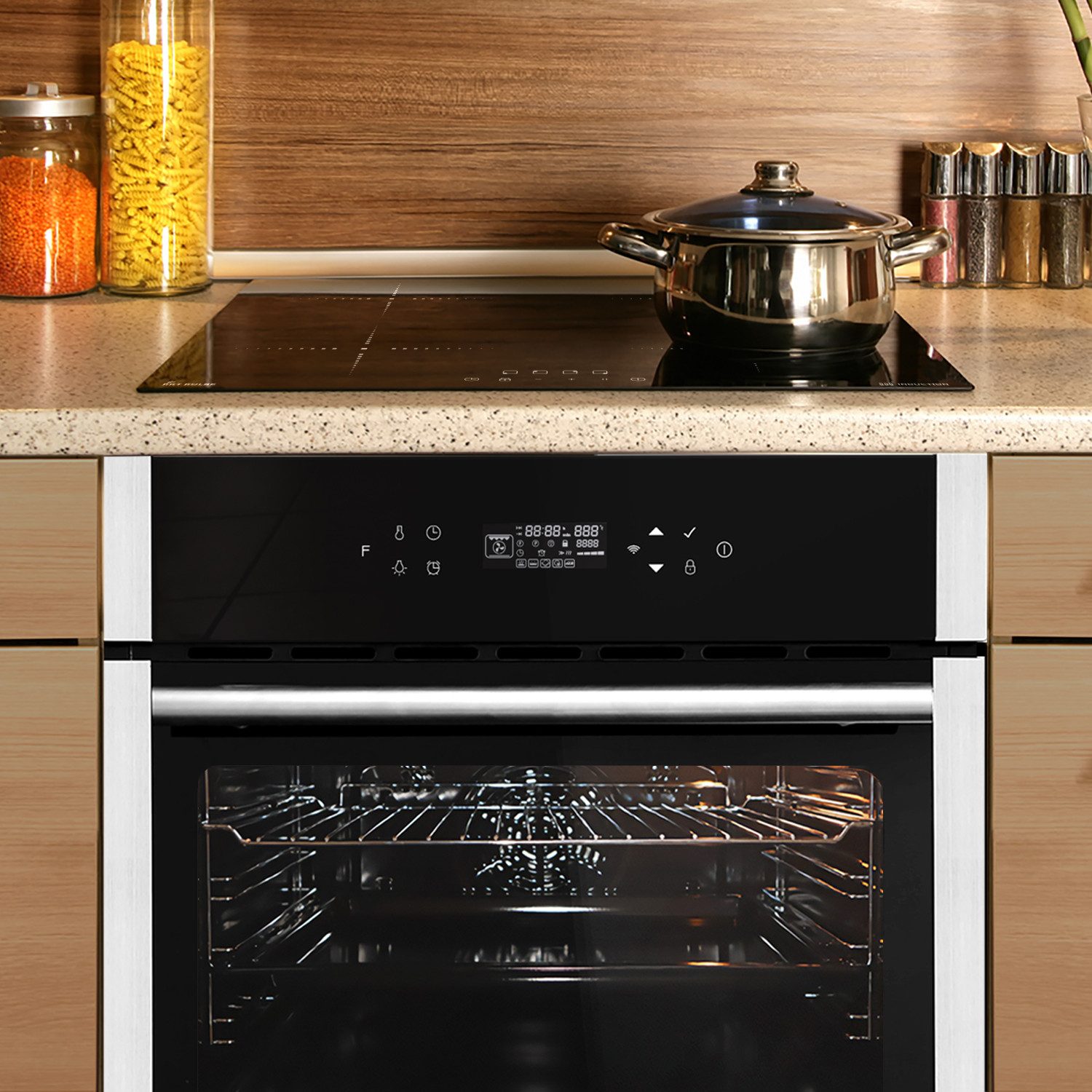 KKT KOLBE Backofen-Set Backofen und Induktionskochfeld SET8313HCIH859RL, mit Teleskopauszug, DampfClean, 60cm / Herdset / Kochmulde / Einbaubackofen / WIFI
