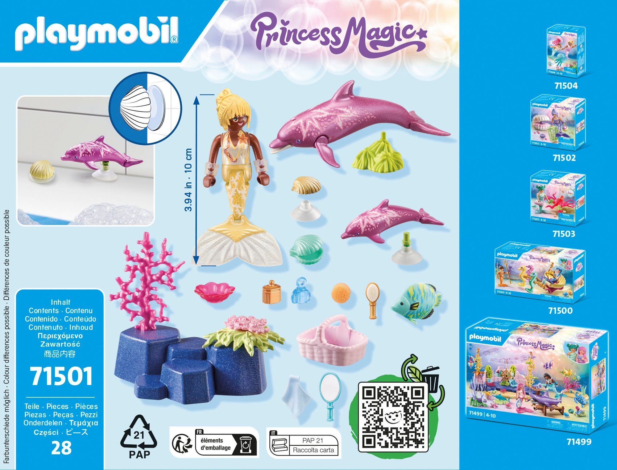 Playmobil® Meerjungfrau mit Delfinen (71501), Princess Magic Konstruktions-Spielset, (28 St), Made in Europe – Bild 4 von 5