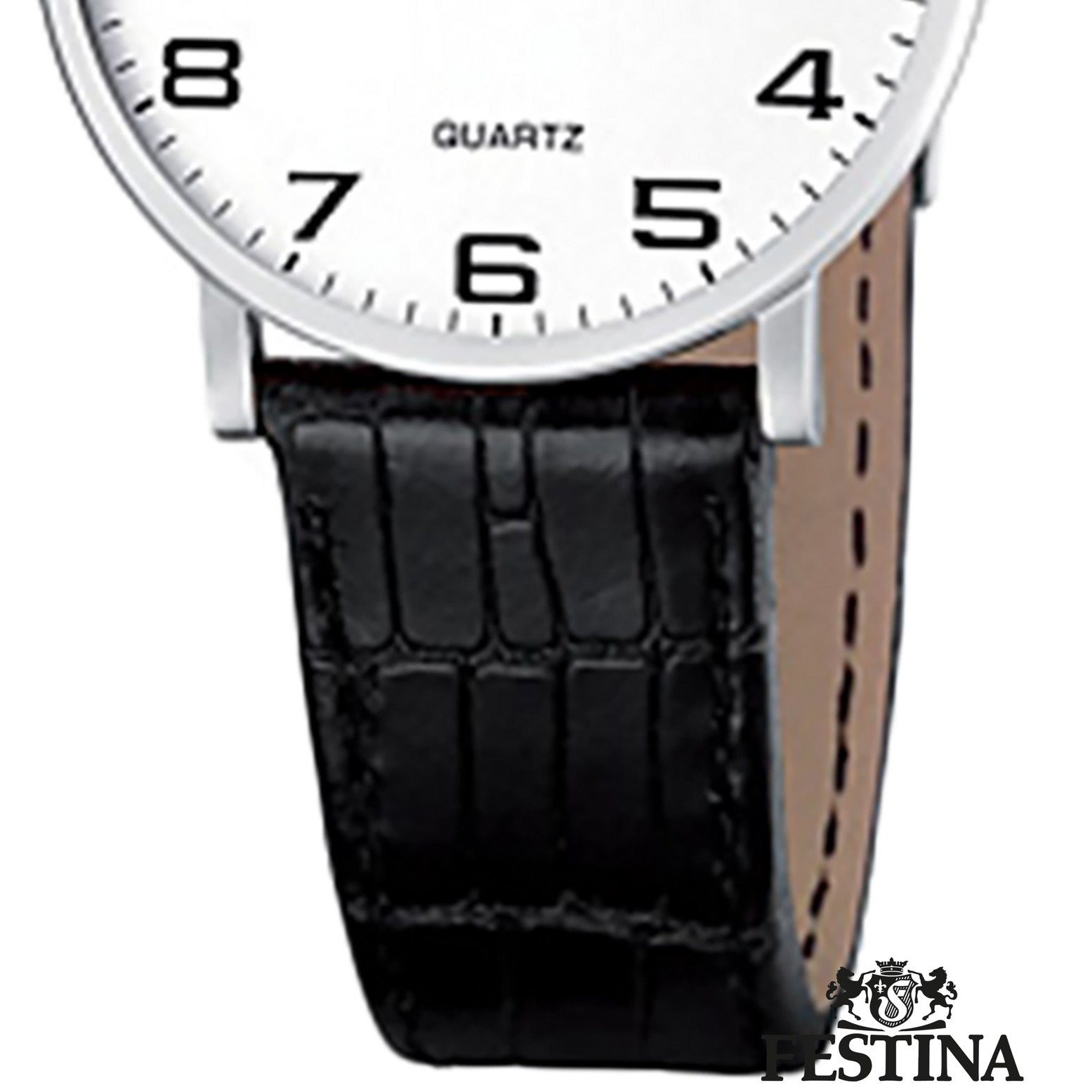 Festina Quarzuhr Festina Damen Uhr F16477/1 Analog Leder, (Analoguhr), Damen Armbanduhr rund, Lederarmband schwarz