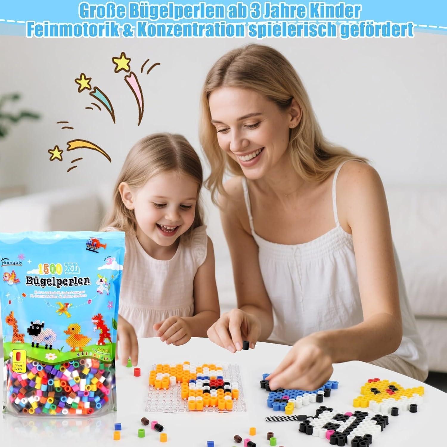 LuxusKollektion Bügelperlen Bügelperlen Steckperlen 10mm 1500 10 Farben 1500 Nachfüllpack